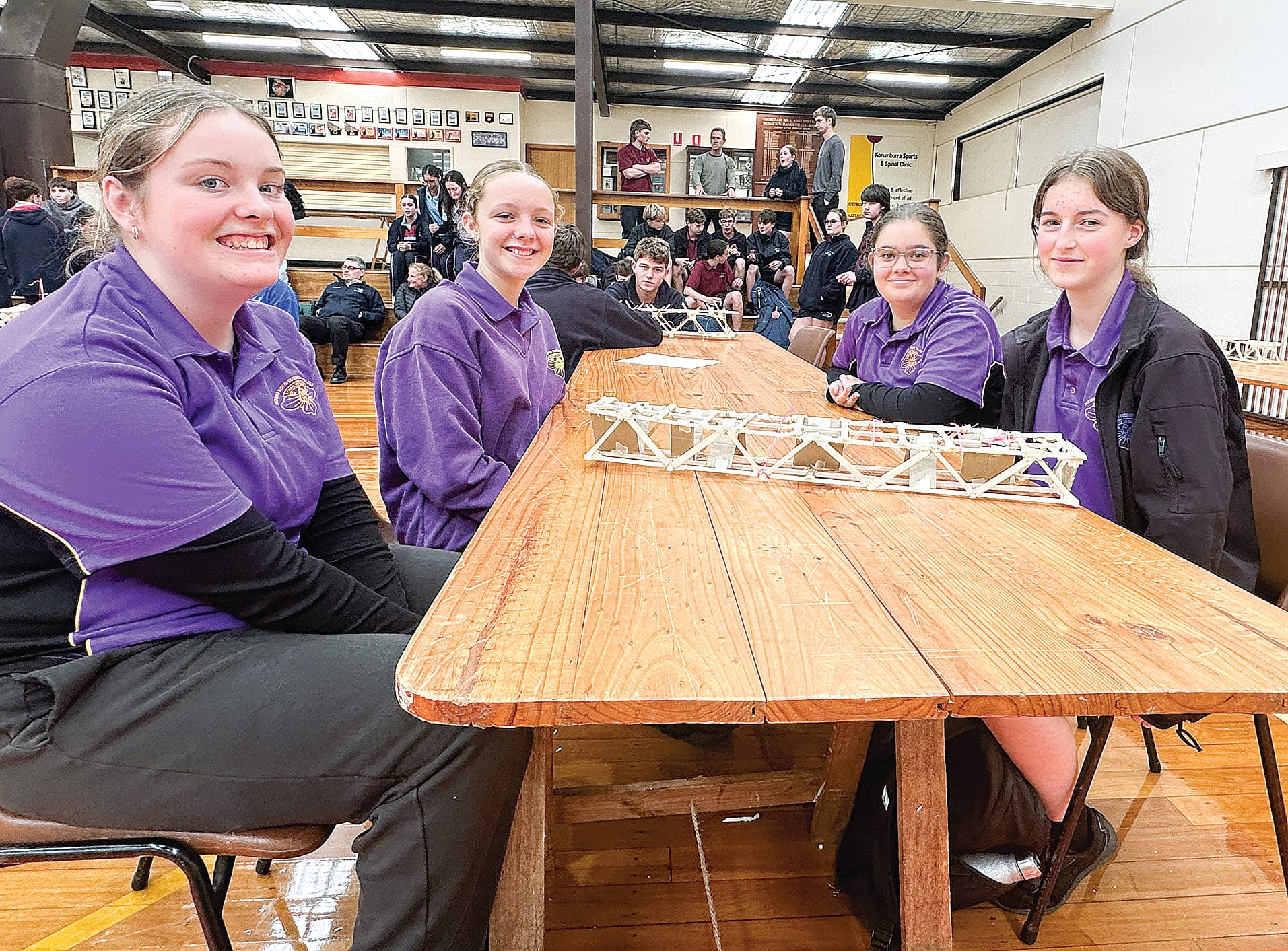 Ella, Dyllen, Sophia and Lily from Mirboo North Secondary College said they enjoyed the break from their normal curriculum and doing more hands-on learning. ob02_2425