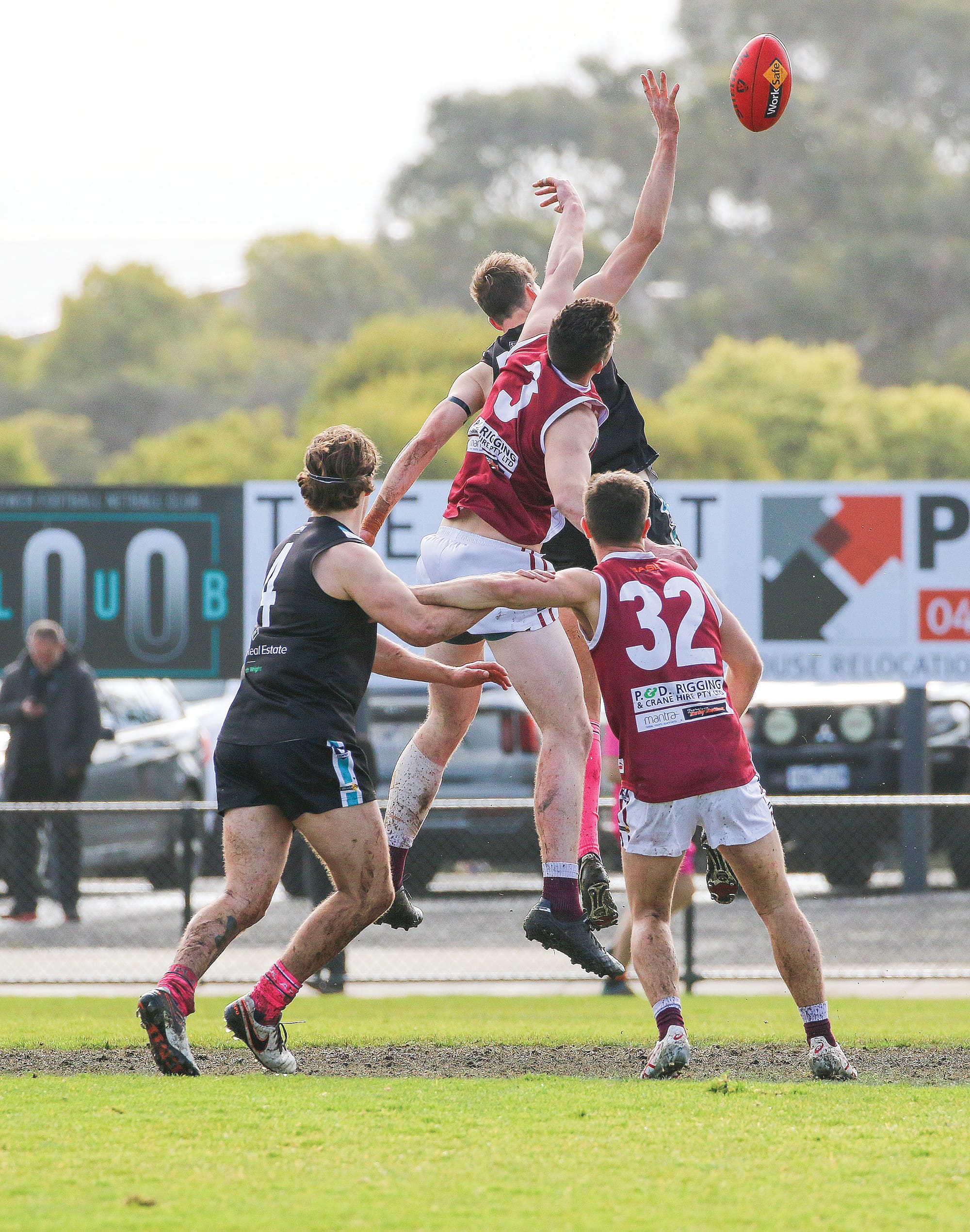 Toma Huther gets his hands on the ball at the contest.
