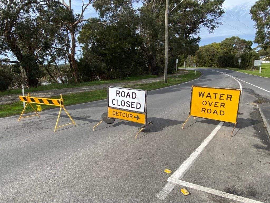 Friday evening, August 19: The Inverloch-Venus Bay Road, the main road into Tarwin Lower and Venus Bay is finally open.