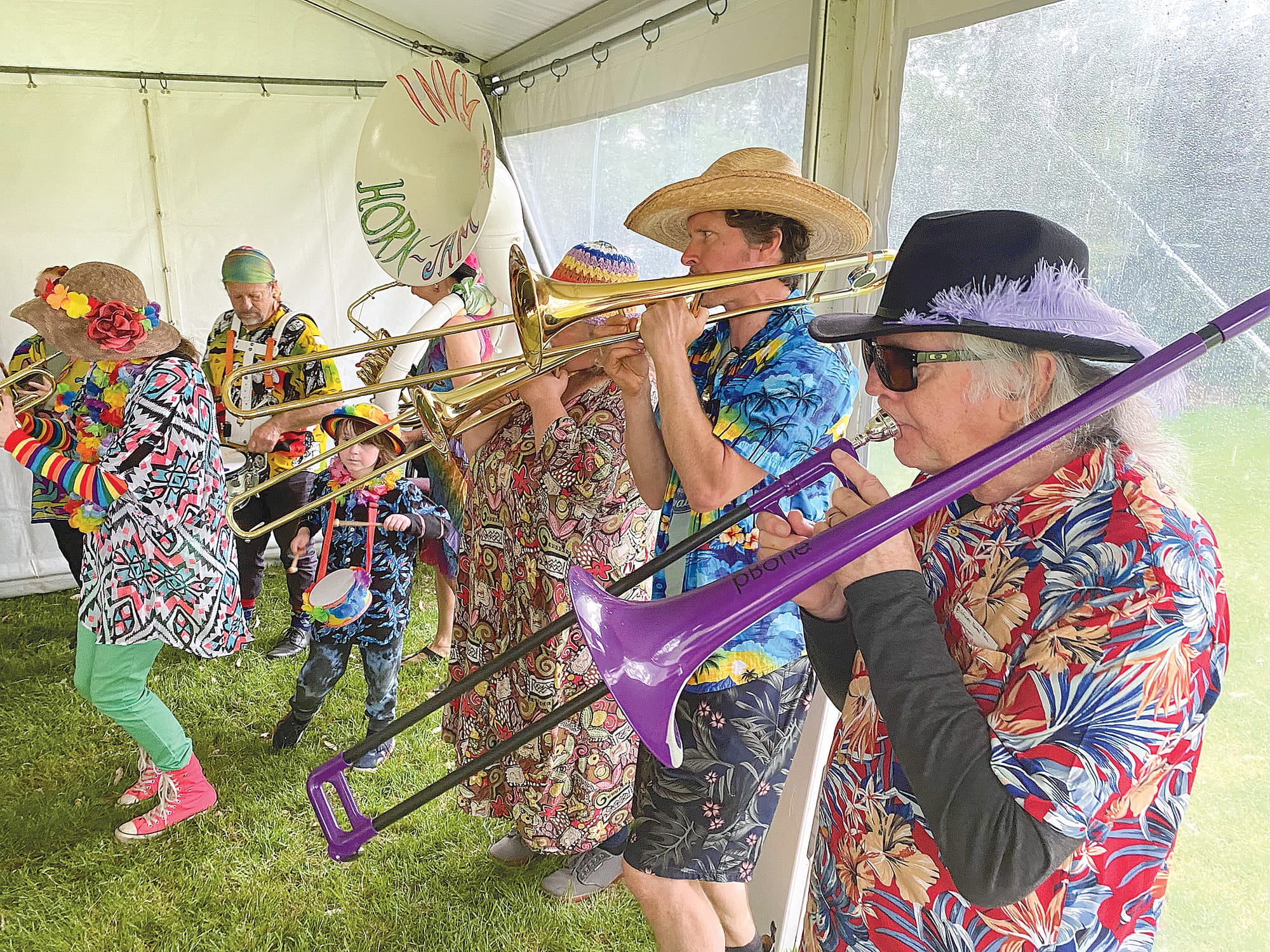 Members of the Invy Horn Jam Band provided the soundtrack for the Fishy Stories Festival last Sunday.