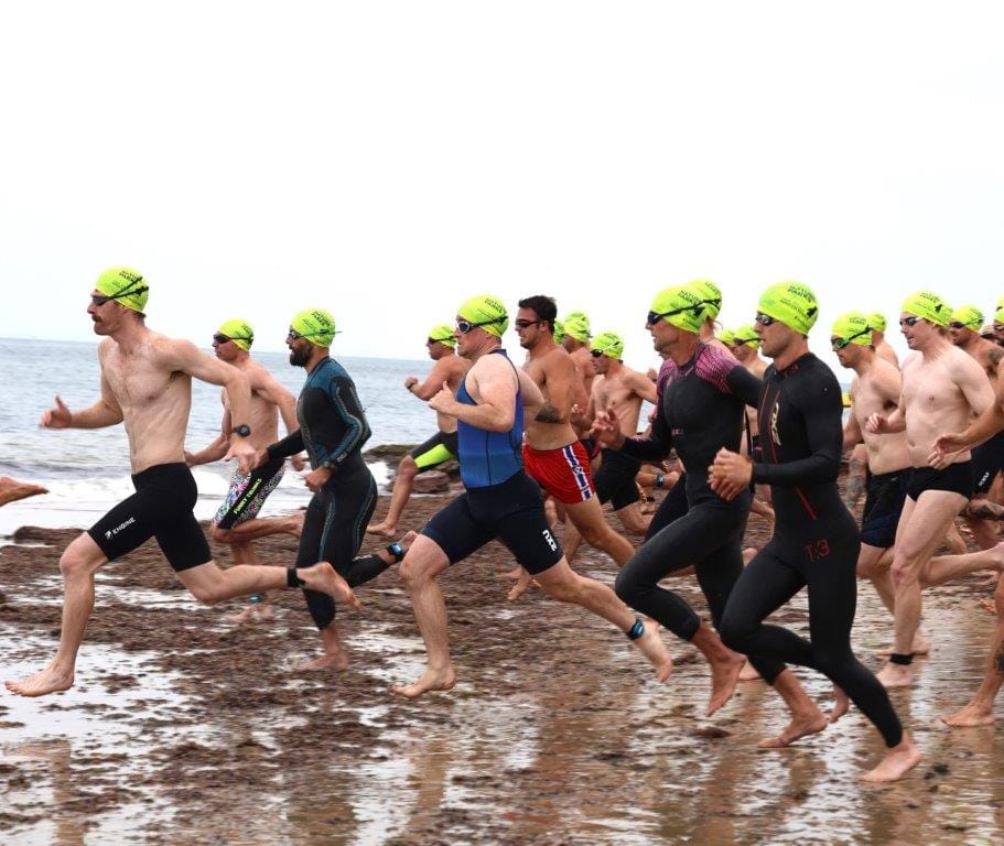 Second fastest in the swim Liam Hemmingway leads the men’s division off in the Cowes Classic on Saturday.