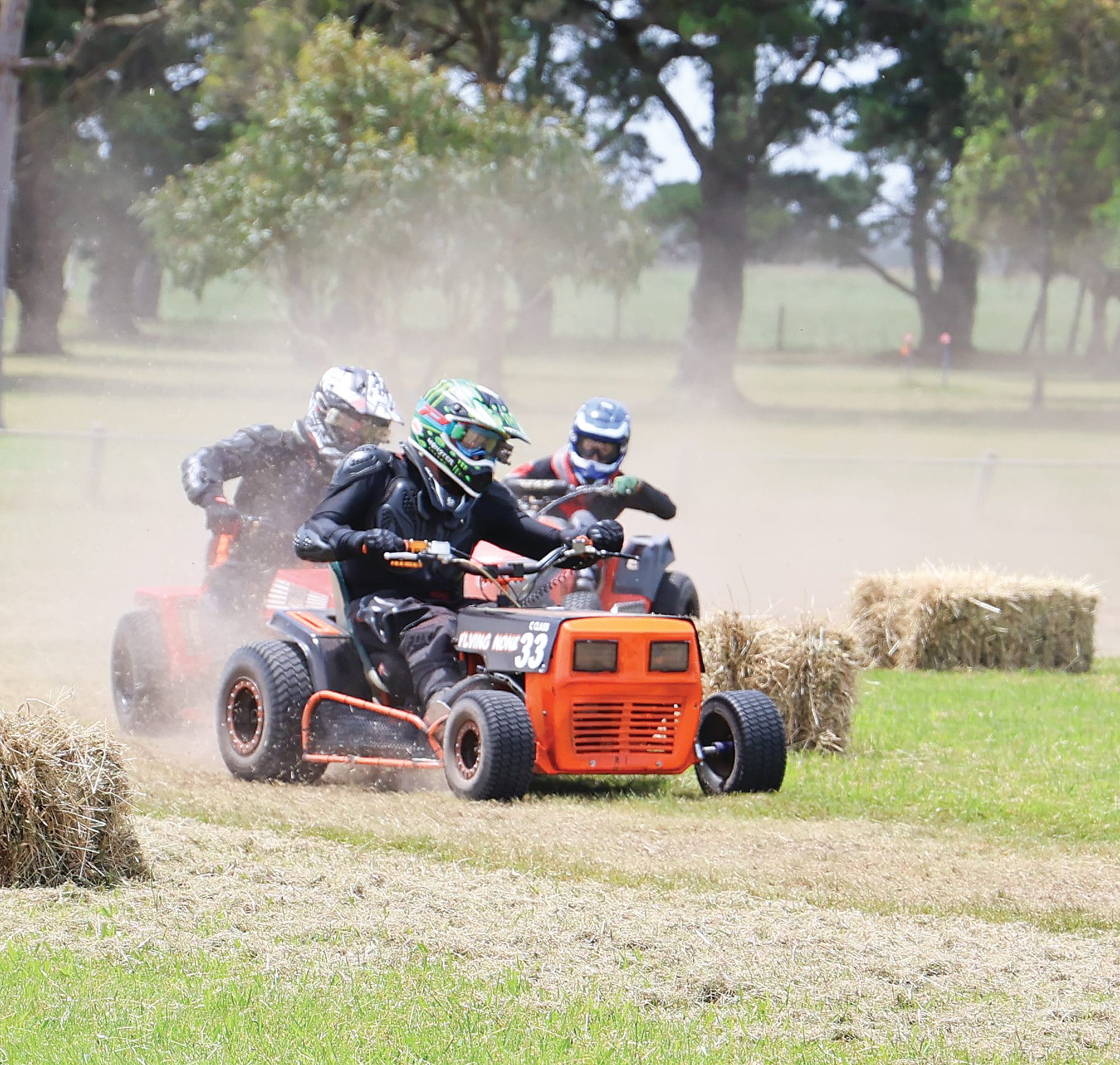 Thrilling action at Welshpool as lawnmowers race