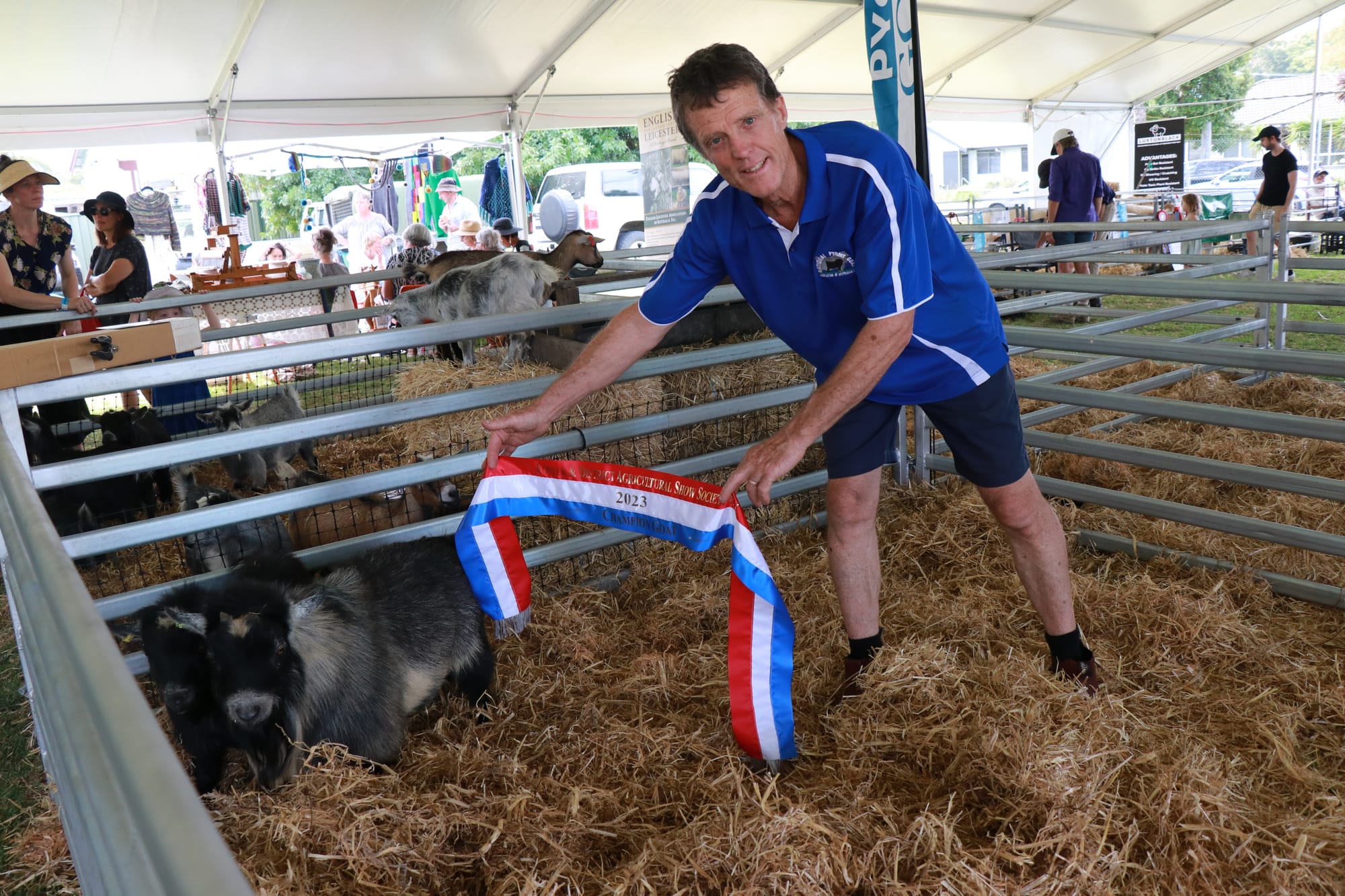  Paul Hamilton of Trinity Pygmy Goats won award winning prize for Best Goat at the Foster & District Agricultural Show. Z35_0923&nbsp;