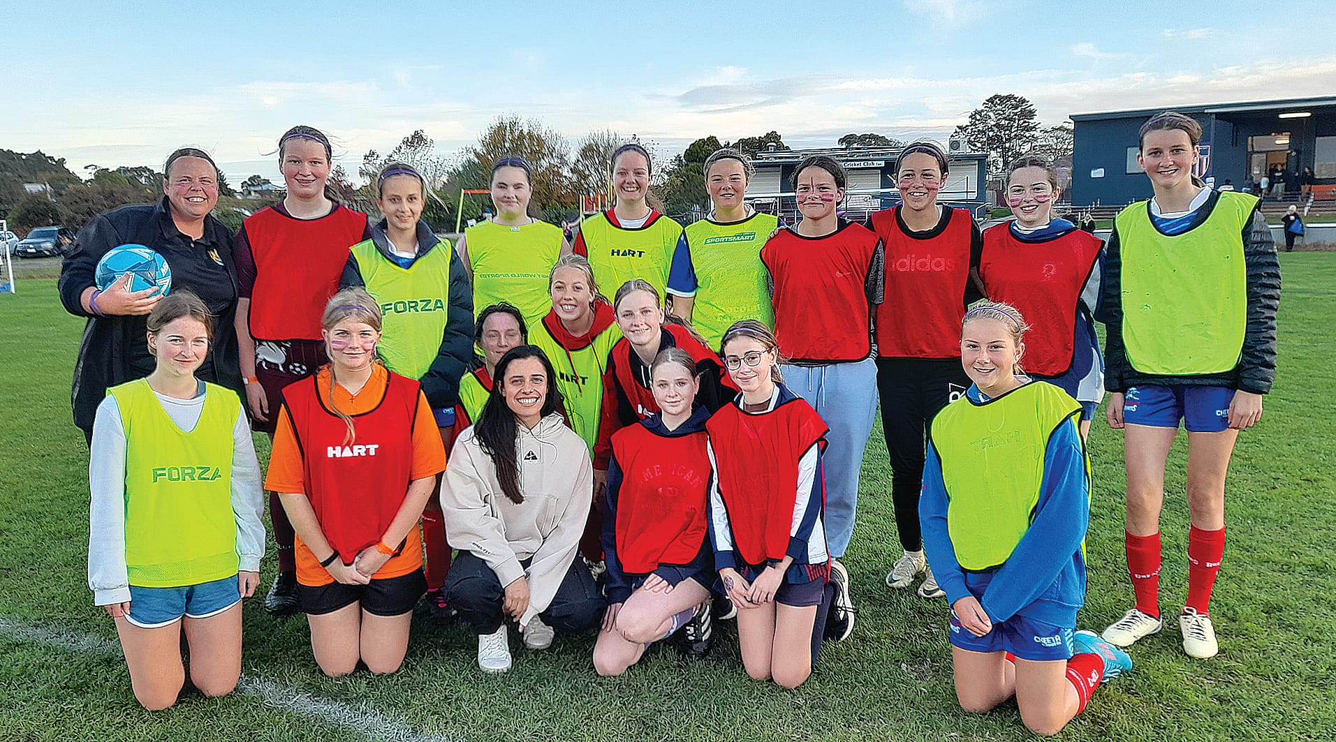 Alex Chidiac with participants in the U15s Skills Clinic – one of many clinics run on the day.