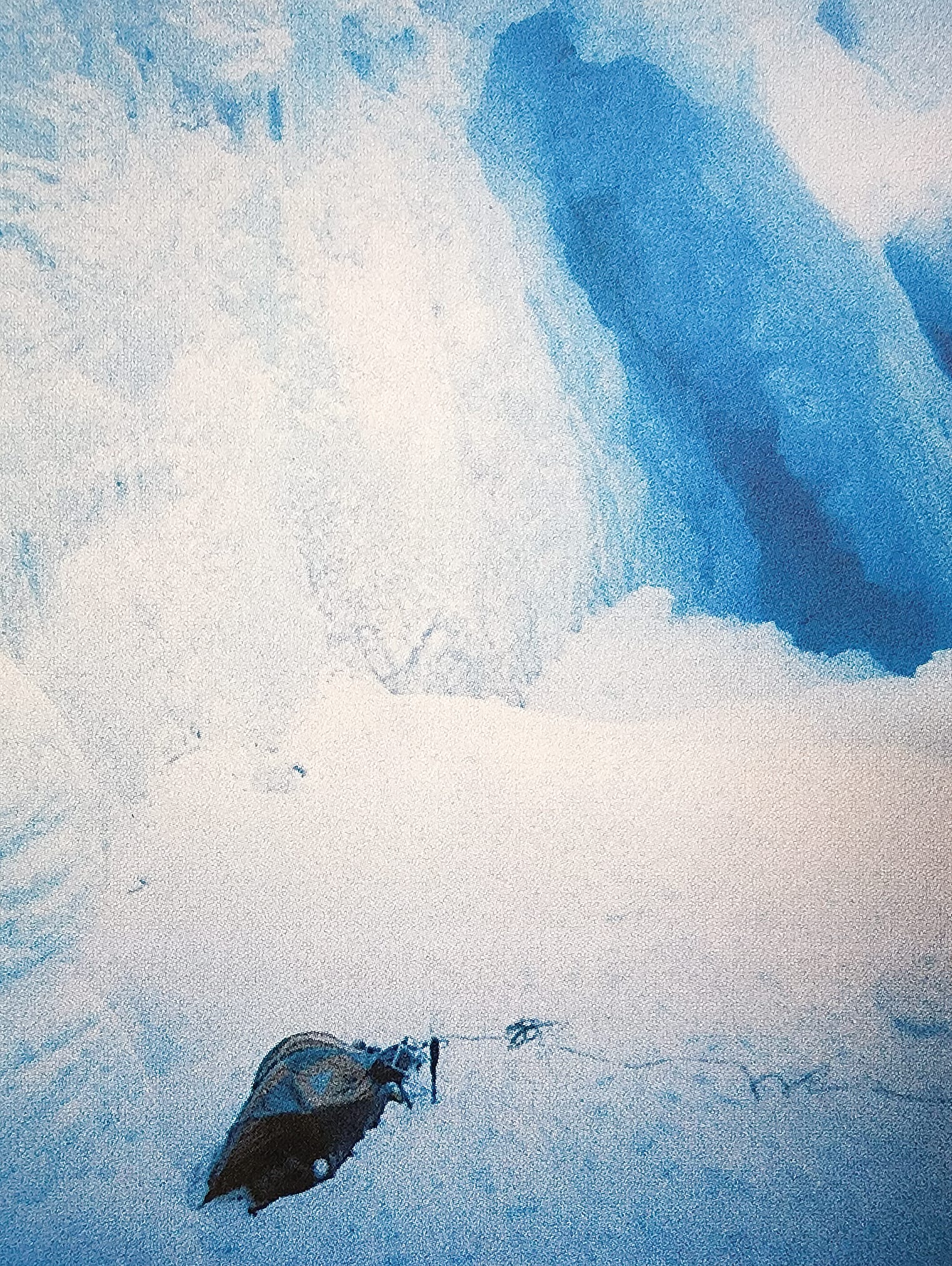 Forty metres down the bottom of the crevasse, sits the tent set up by Jay to keep Peter warm until help arrived. 