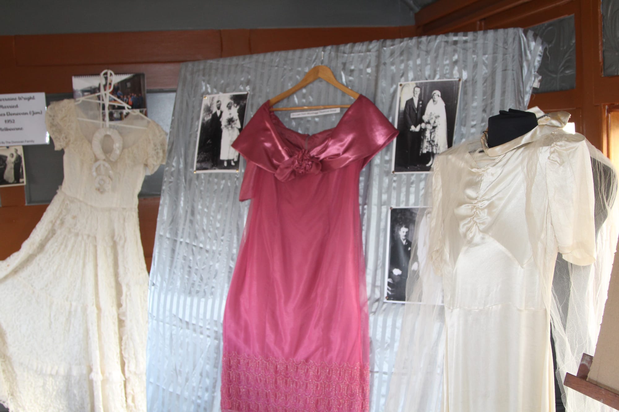 Part of the collection of vintage bridal wear, wedding memorabilia and wedding photos on display from this weekend Saturday and Sunday at the State Coal Mine in Wonthaggi between 11am and 2pm. 