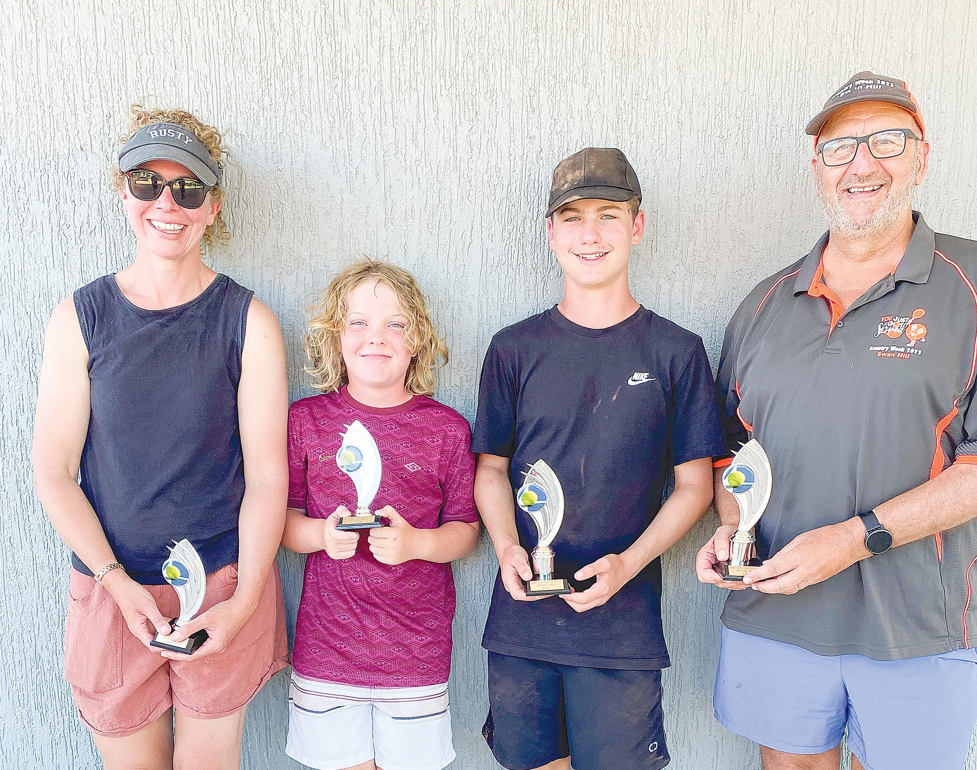 Leongatha Subaru family doubles: Neil and Ethan Langstaff (Leongatha) def Sarah and Archer Commadeur 6-0.