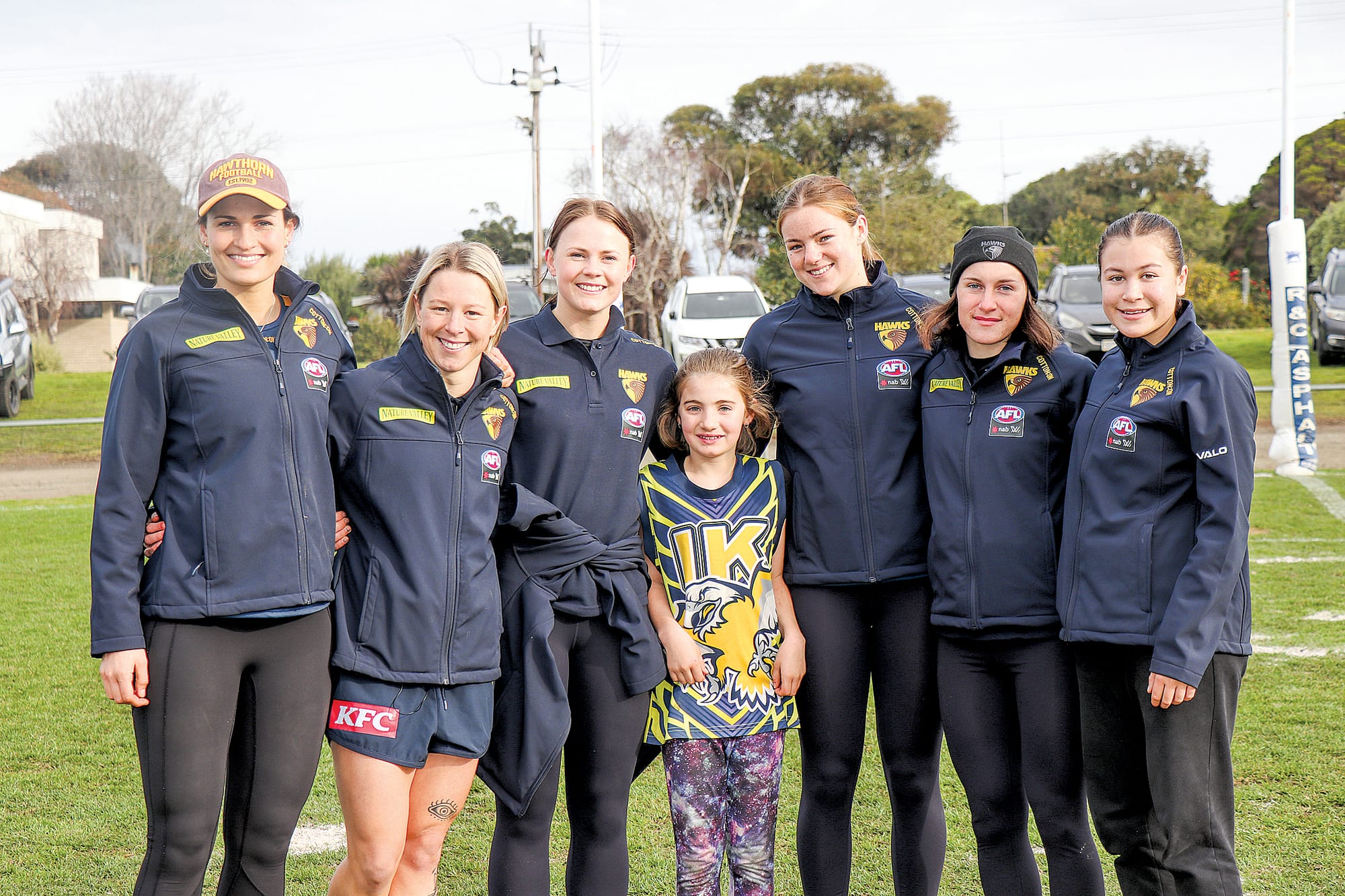 Rhianna Brown of Inverloch Kongwak was in her element on Saturday morning at the Inverloch recreation reserve playing football with the AFLW Hawthorn team for the Footy 4 Fun clinic. Z16_3022