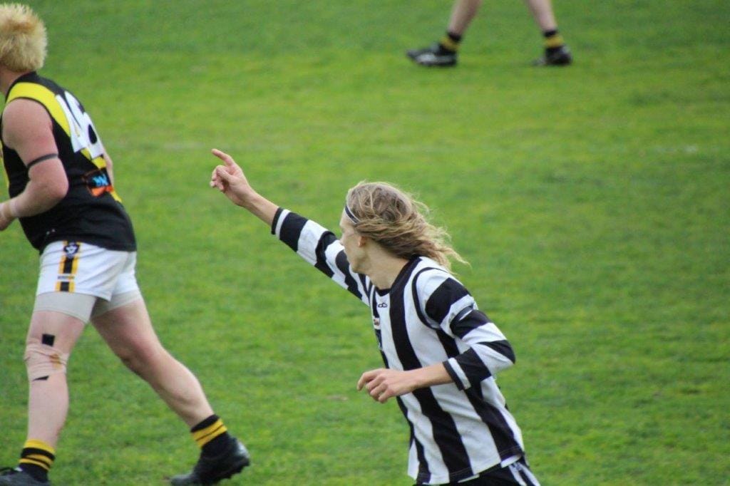 Jake Peacock calls for the ball during the tribute match by the Poowong Reserves on Saturday.