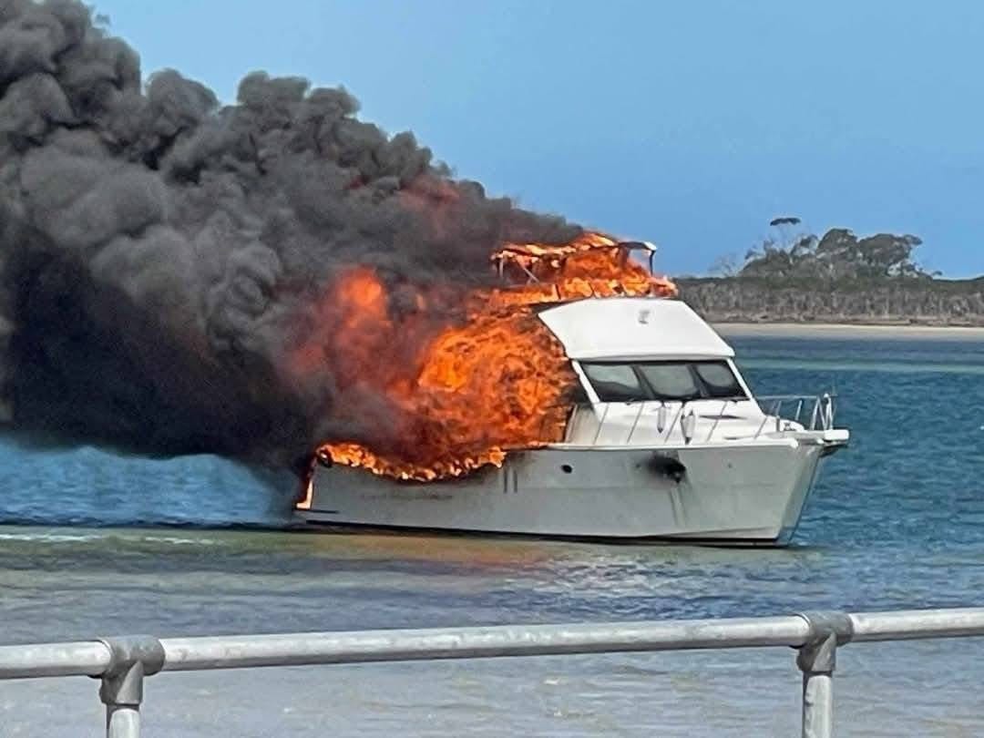 Practice makes perfect for brigades at Port Welshpool boat fire