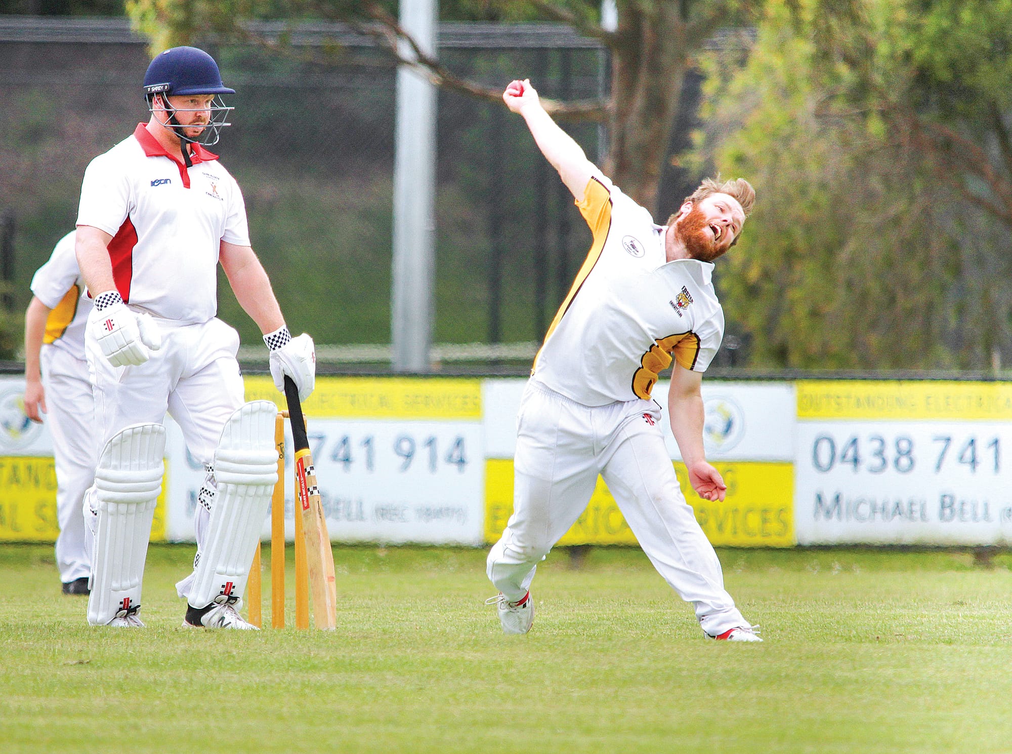 Foster’s Benjamin sends one down in his side’s contest with Glen Alvie last weekend in A2. B10_4522