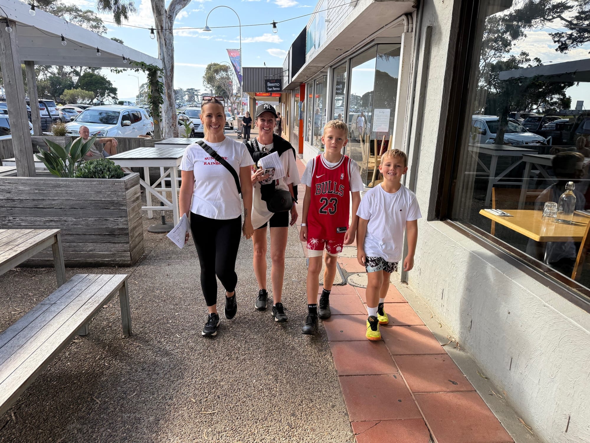 Enjoying the family walk around San Remo for the Good Friday Appeal were Melissa with Briony, Jackson and Lucas.