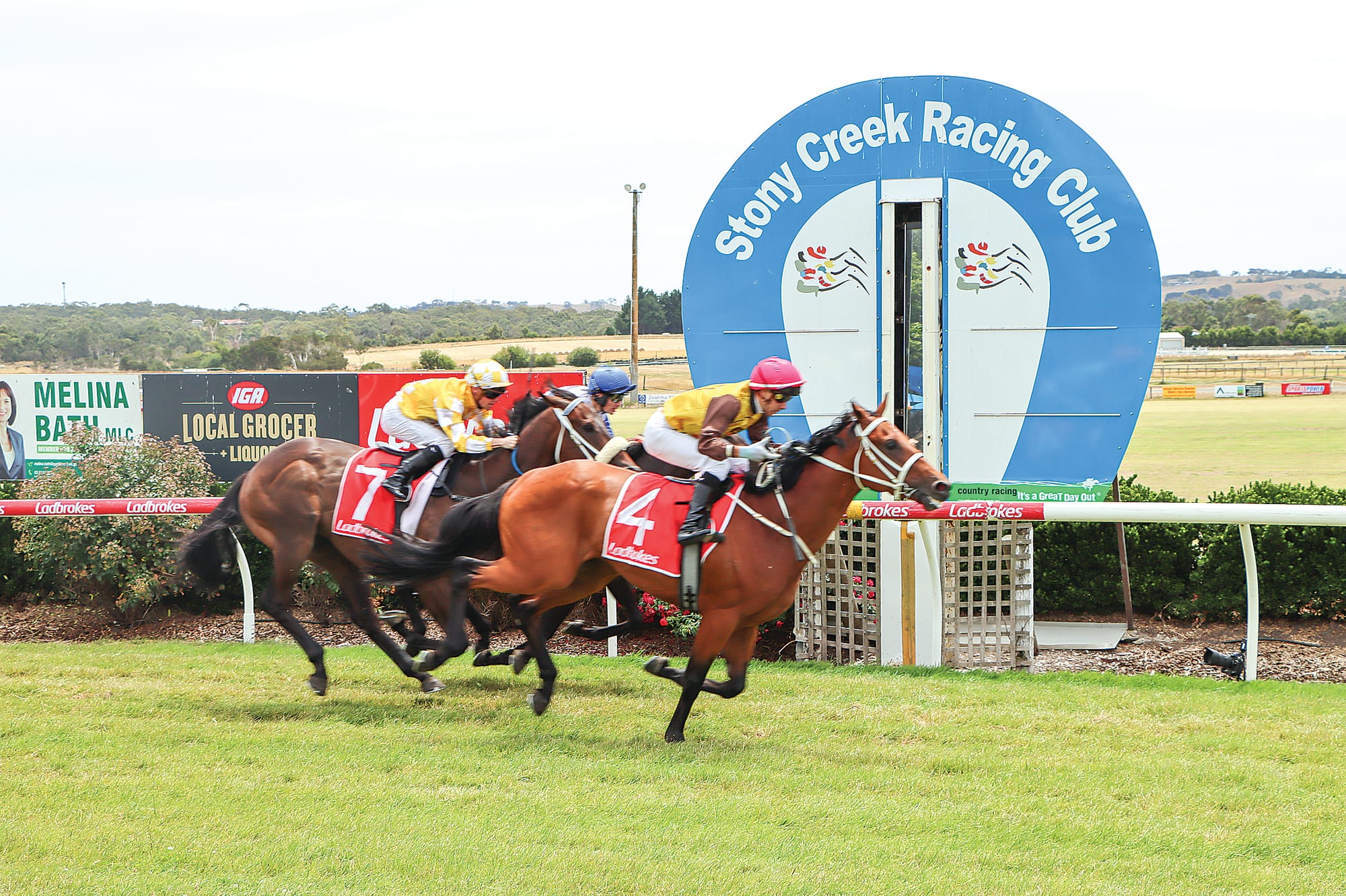 Confetti Garden takes the win in Race 3, the Middle Korumburra Hotel Maiden Plate, beating Magic Princess and Winning Toast. A69_0125