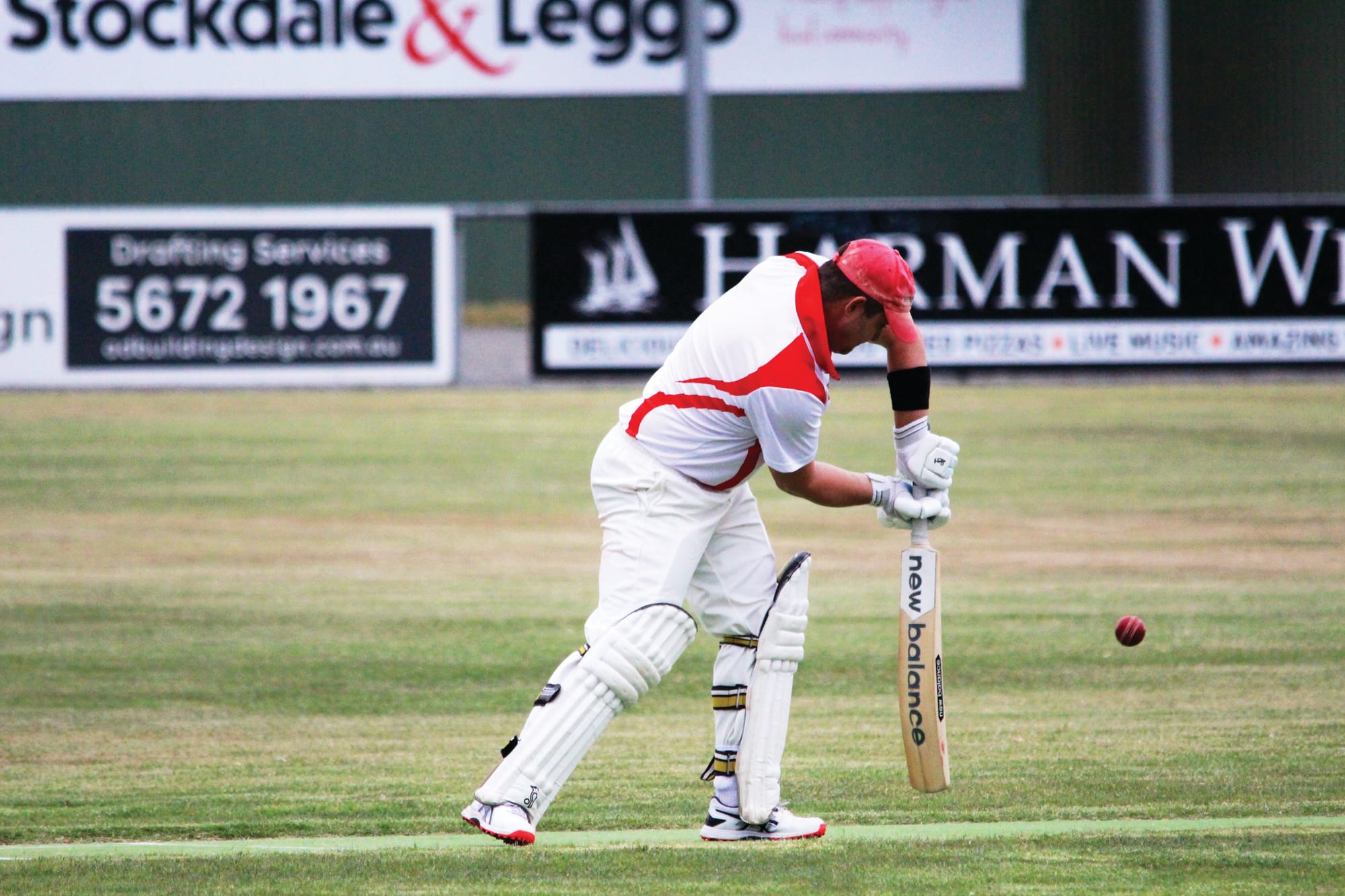 Nerrena opener Lachlan Roberts gets bat on ball in his side’s win over Inverloch. B09_0923