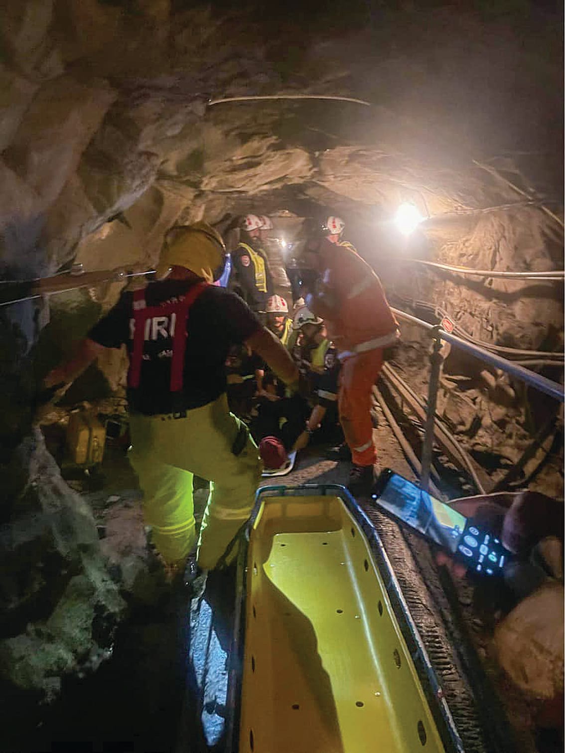 Preparing and extracting the patient underground last Tuesday.