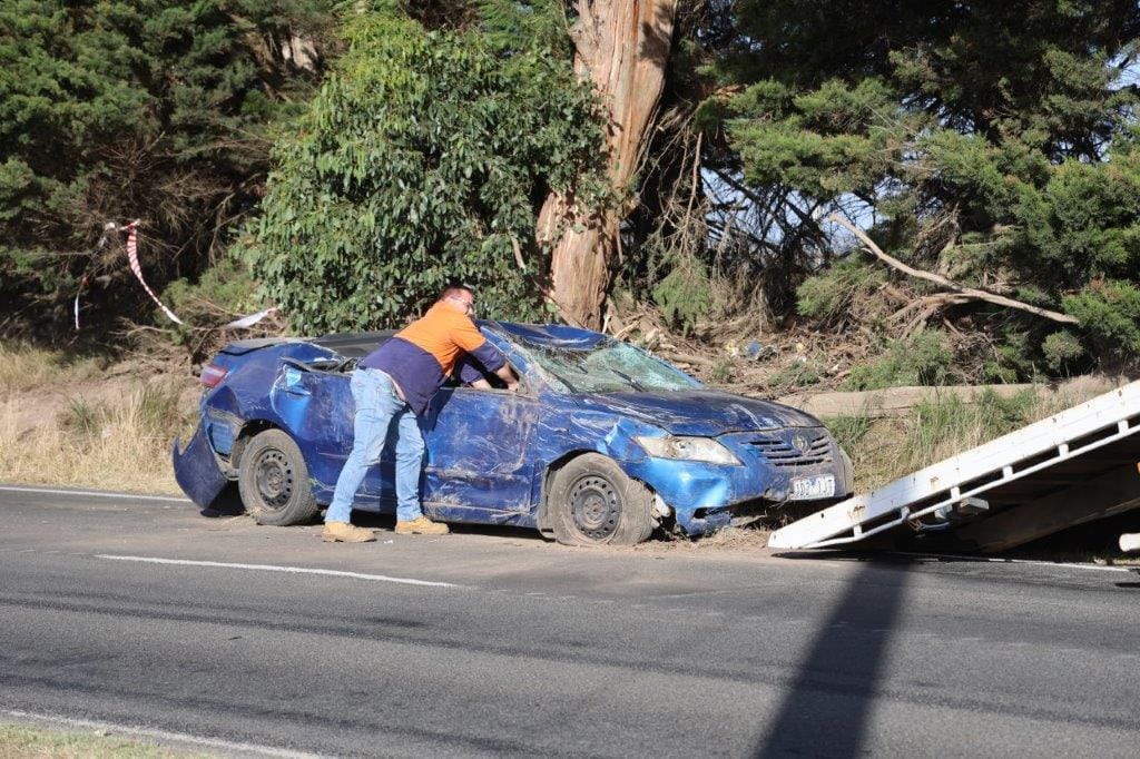 The recovery team from Gregs Panels in Wonthaggi did an expert job of recovering this car while police kept the Bass Highway open to traffic, at least one lane, for all but the final recovery effort.
