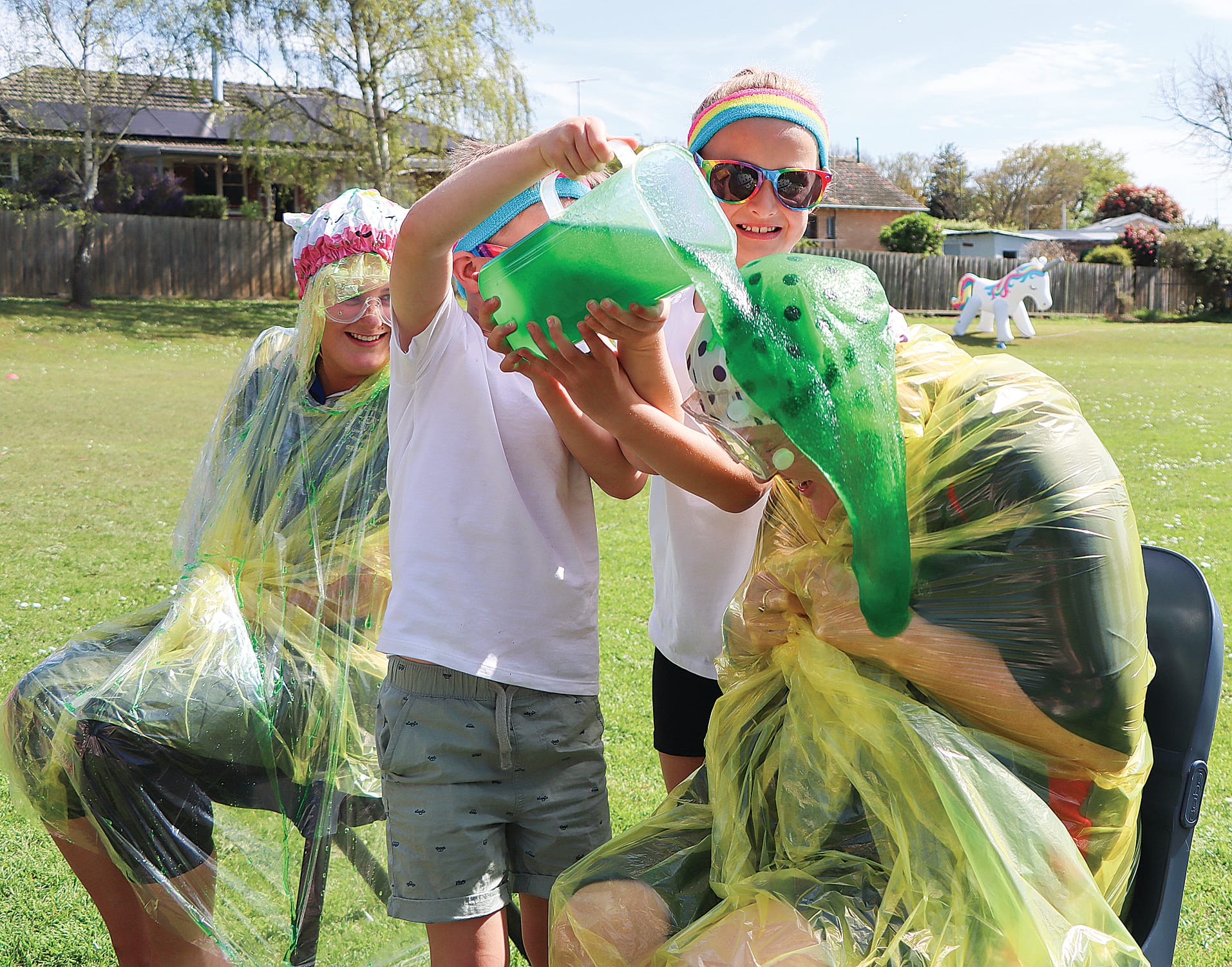 Young ‘Colour Explosion’ participants delight in the sliming process.