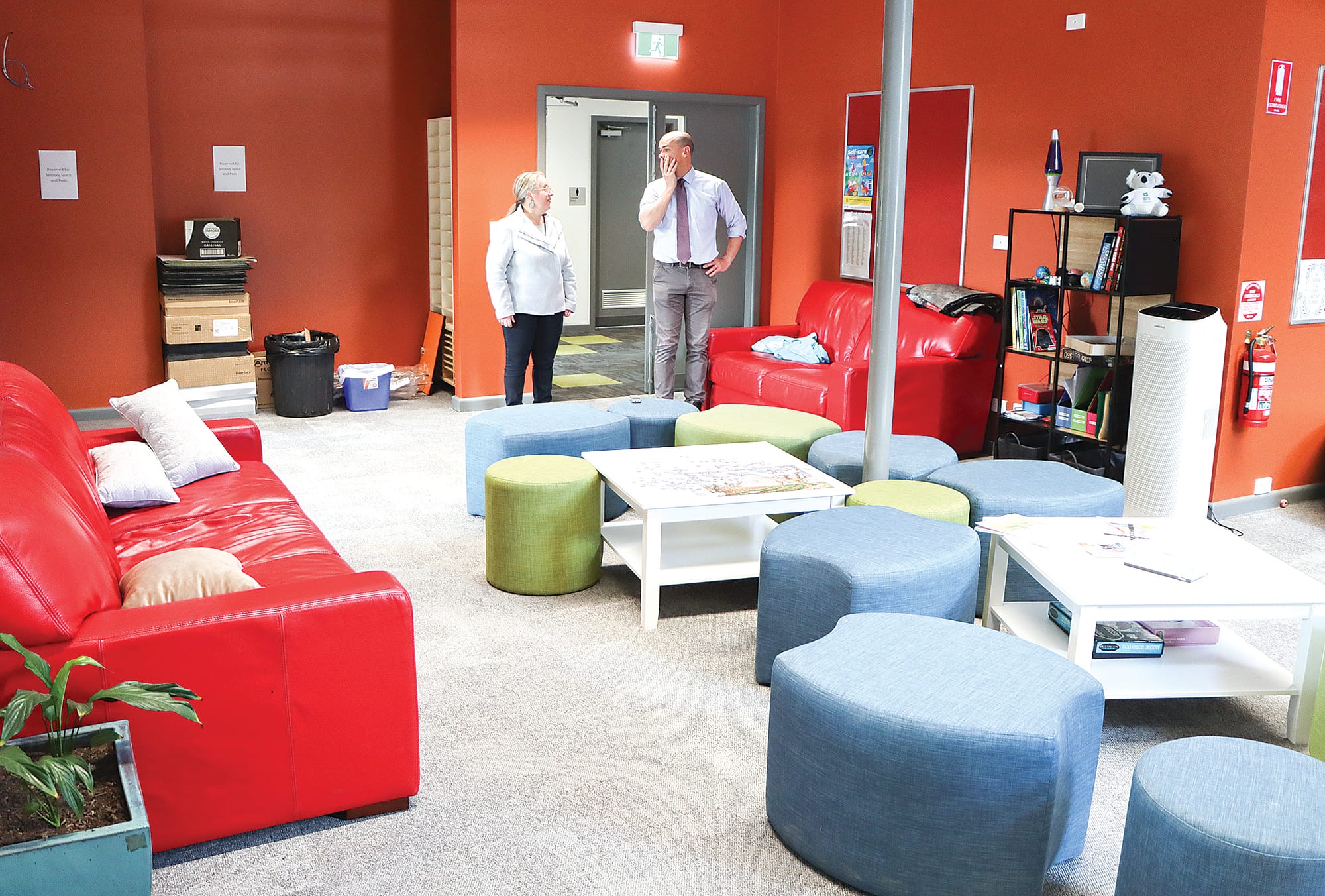Students are able to relax in the wellbeing hub and access a range of services there.