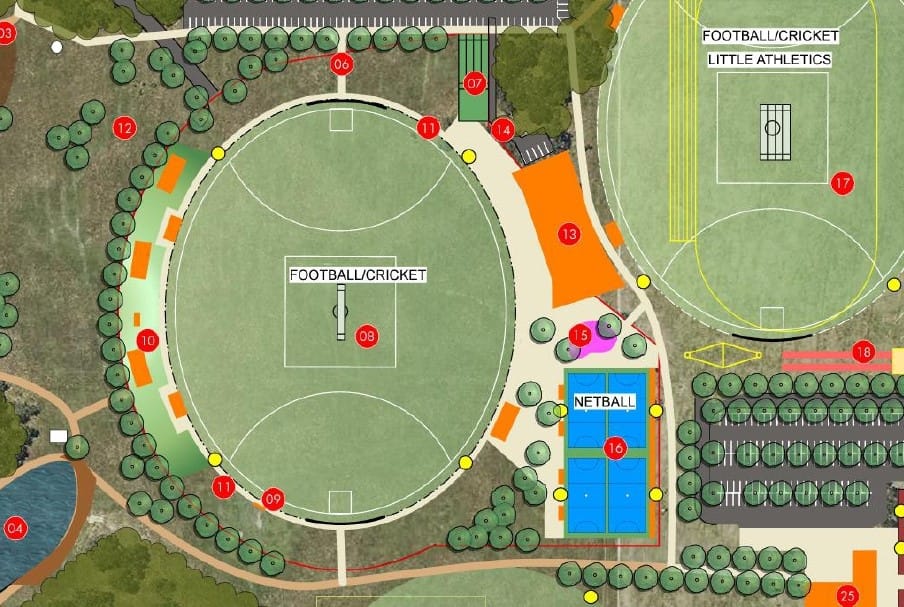 There's no such provision for cars to be parked around the main Cowes sports oval in traditional country footy style.