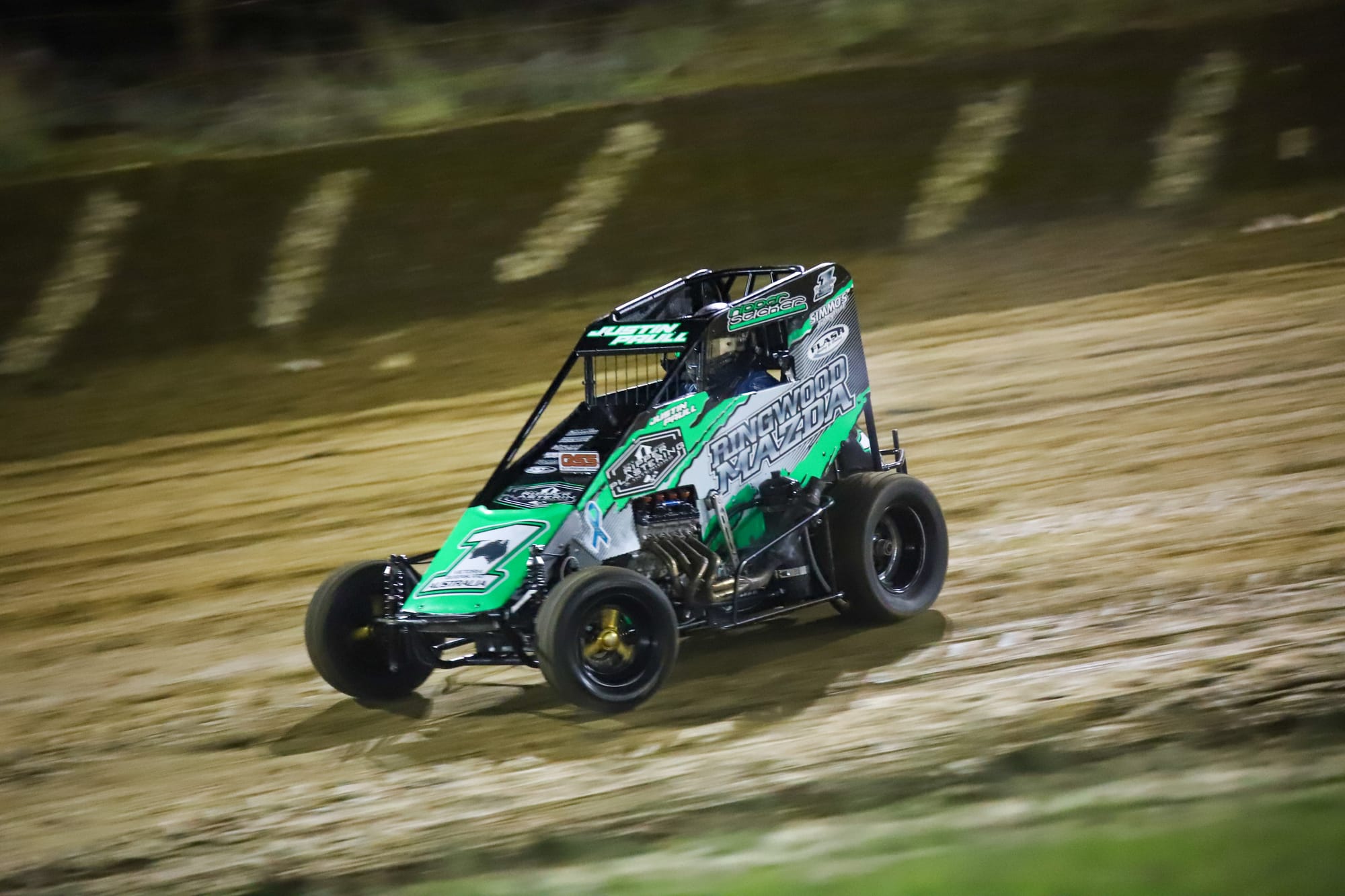 Car 1 is Justin Paull the New South Wales compact speedcar champion. Photo: Napier Photography - Louise Norman. 