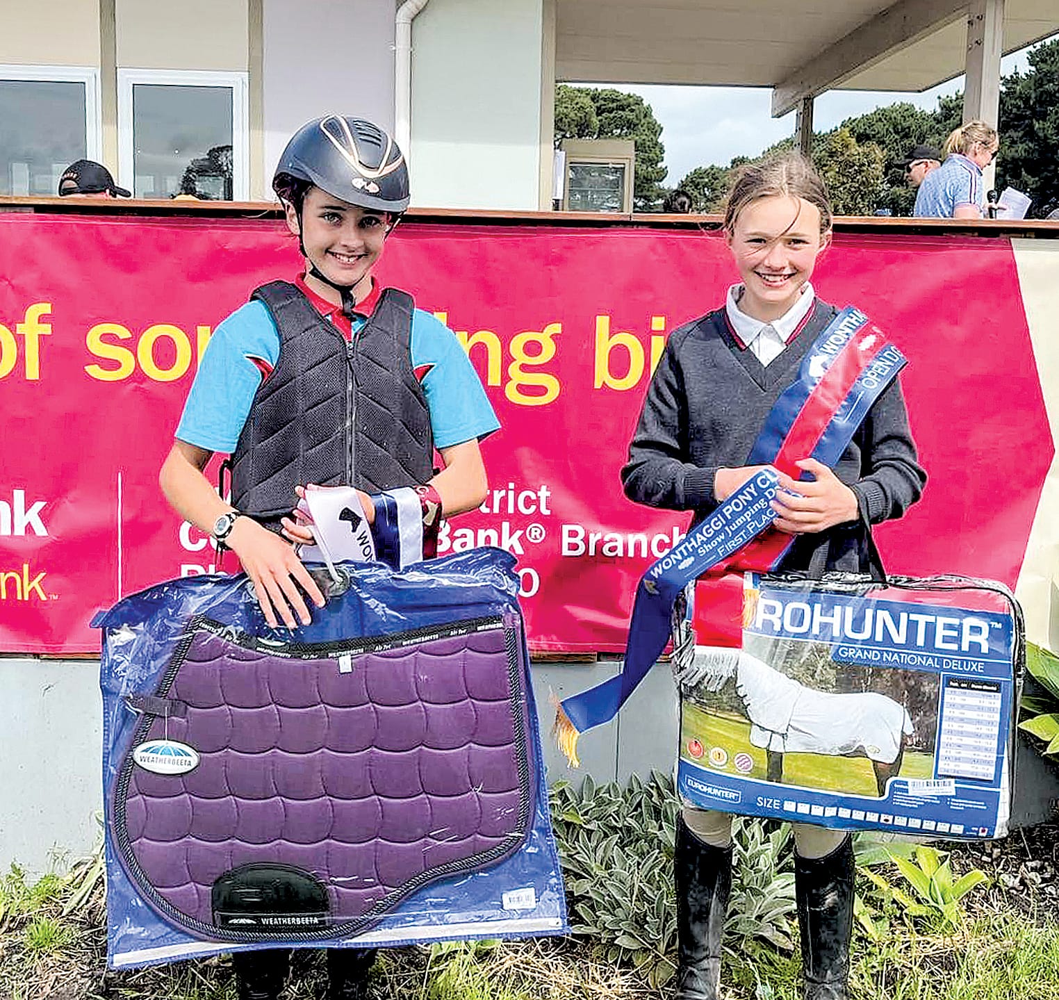 Open E Grade Champion Ruby Walles and Reserve Champion Isla McLean from Wonthaggi Pony Club.