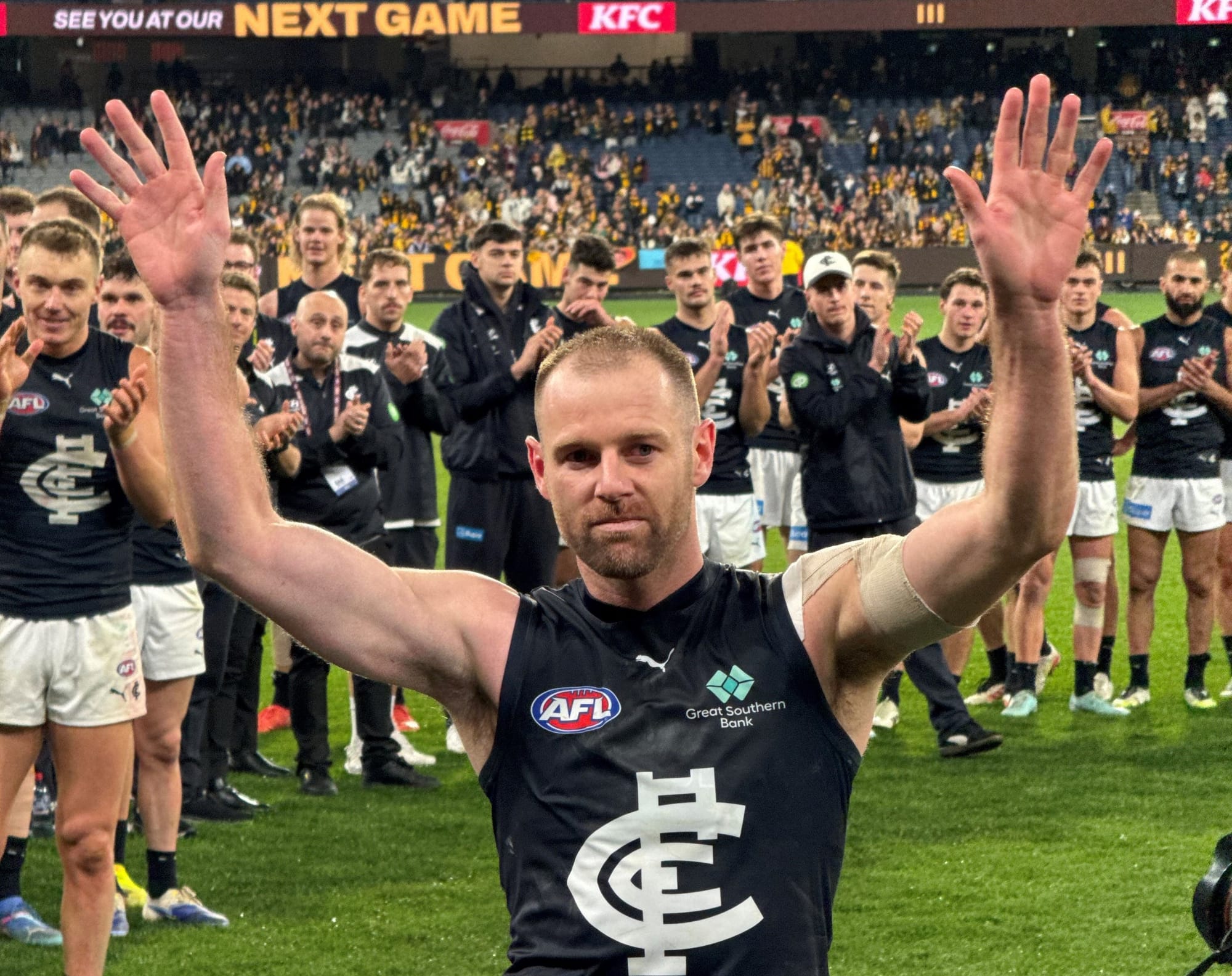 After a celebrated football career characterised by leadership in word and deed, Carlton’s Sam Docherty makes his way off football’s biggest stage for the last time.