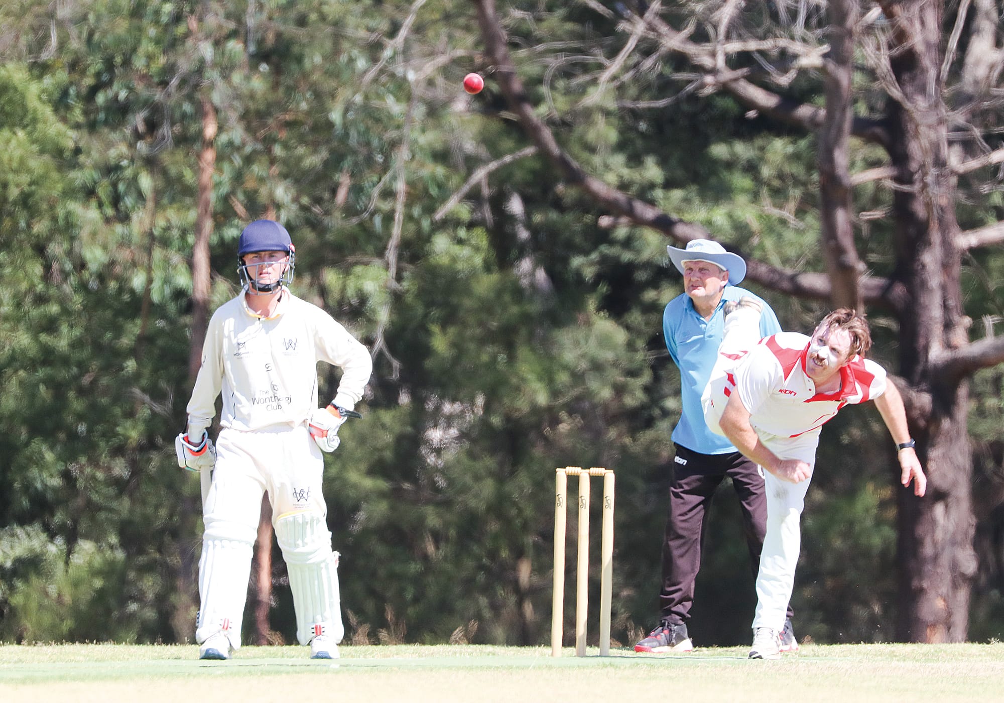 Nerrena bowler Tim Whiteman was having a very solid outing. Taking eight wickets from his 28 overs, giving up 75 runs. W12_1025