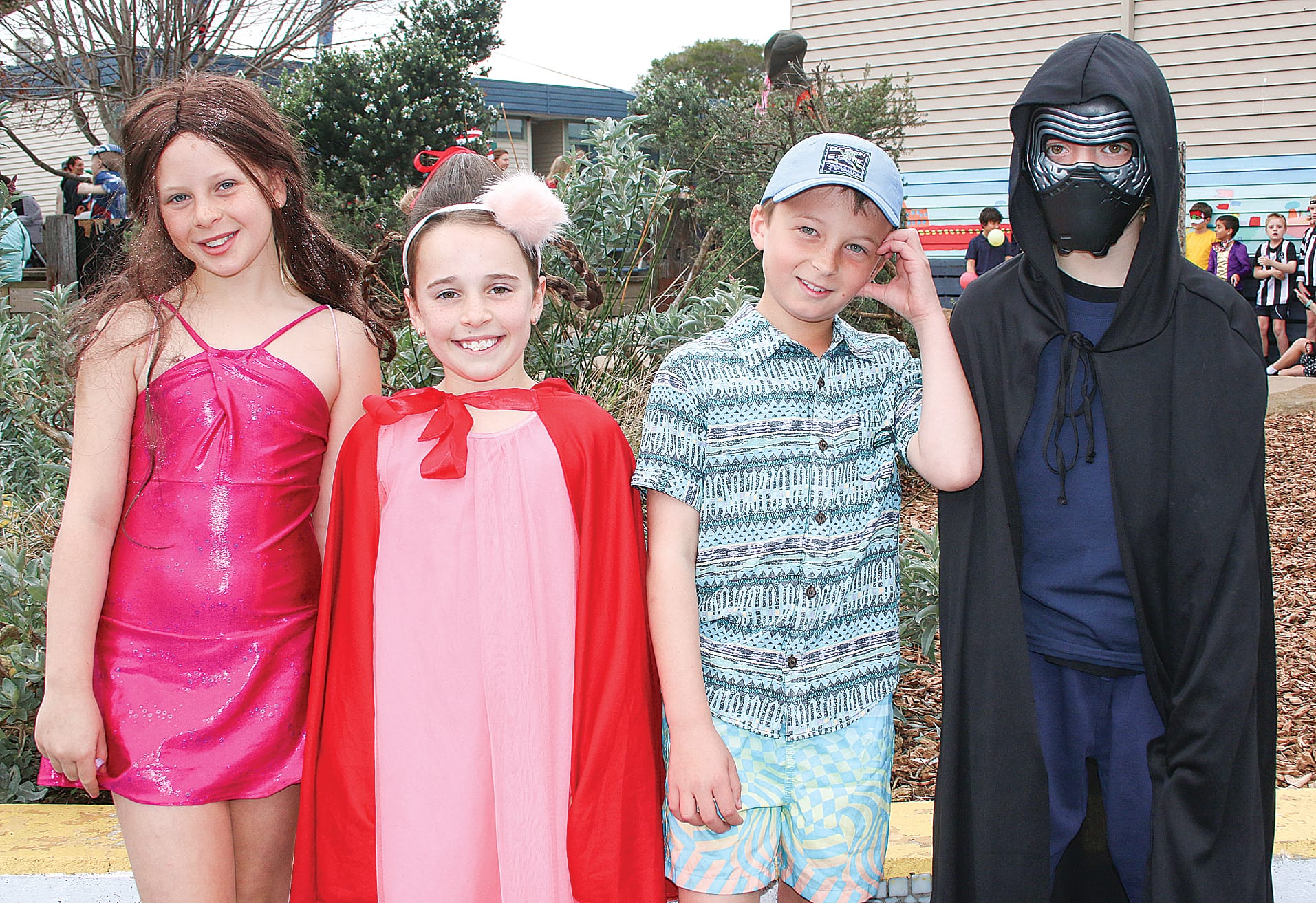 Inverloch Primary School students Evelyn, Juliet, Oakley and Ollie were dressed up for Book Week on Friday. Tk04_3425