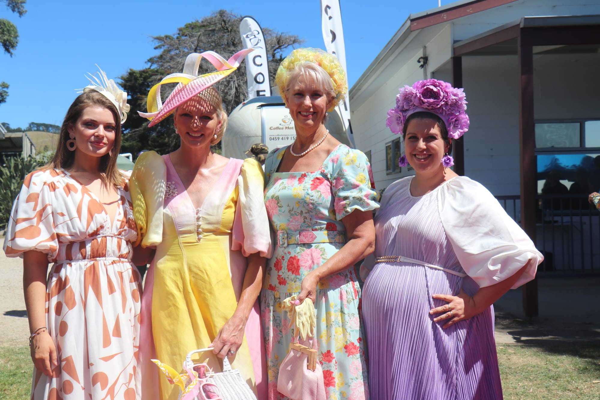 Eventful Horizons judge Baylee Walters with Fashions on the Field winner Karlie Owen, runner up Katherine Williams and Eventful Horizons organiser Jess Odgers at the Woolamai Races. 