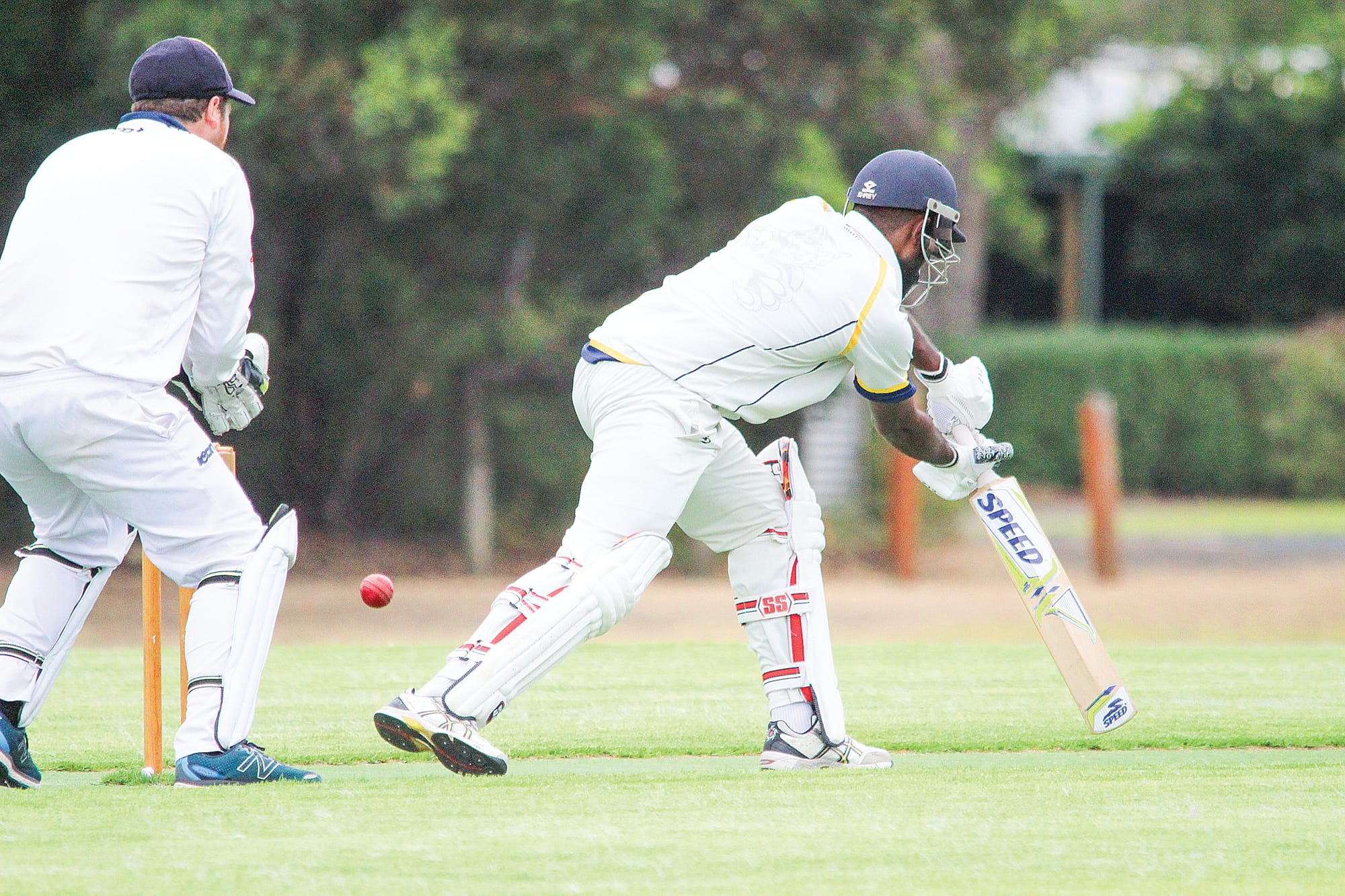 Kasun Weeranga plays one to the on side. 