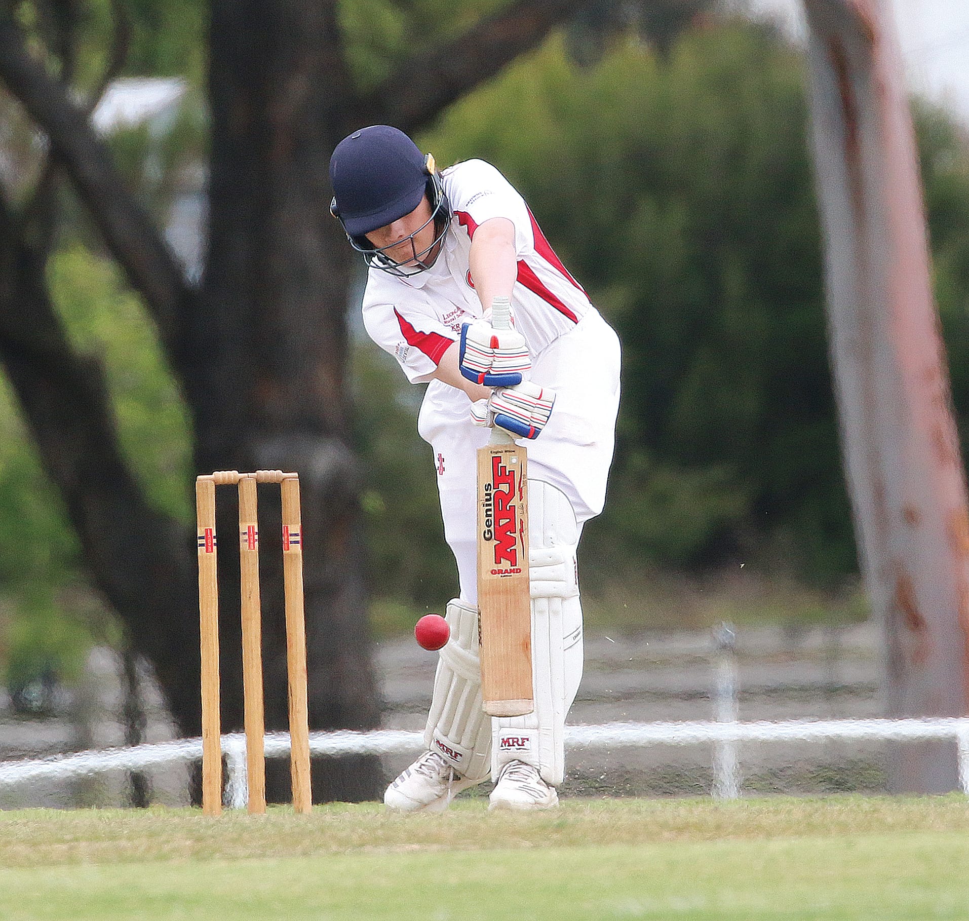Nerrena’s Roy Checkley displays solid defence against Glen Alvie’s attack.
