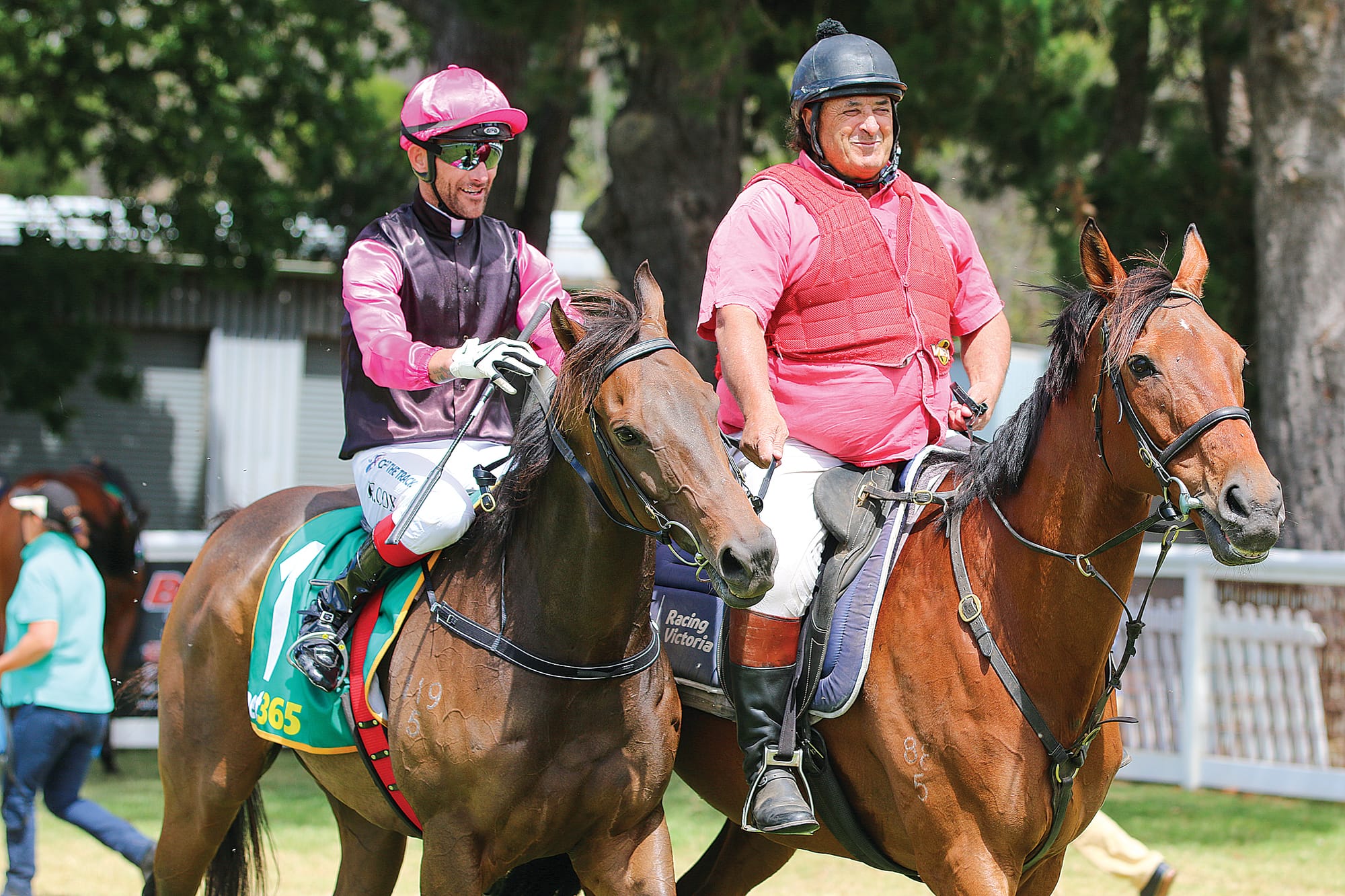 Anything But and jockey Rowan Cox back in the mounting yard after winning the Bendigo Bank 0-28 Handicap.