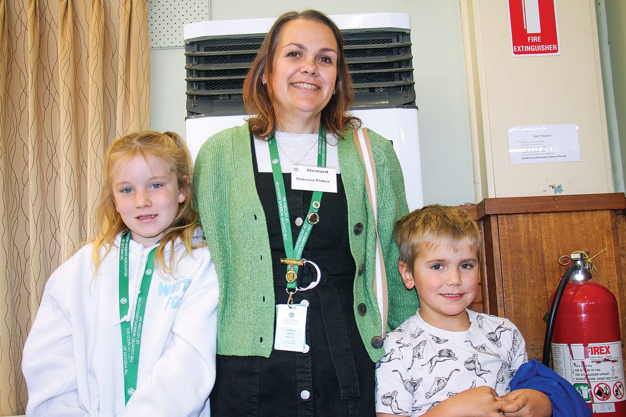 Delilah and Oscar with Auntie Vanessa at the Gippsland Hills Group CWA 70th Exhibition. B40_1425