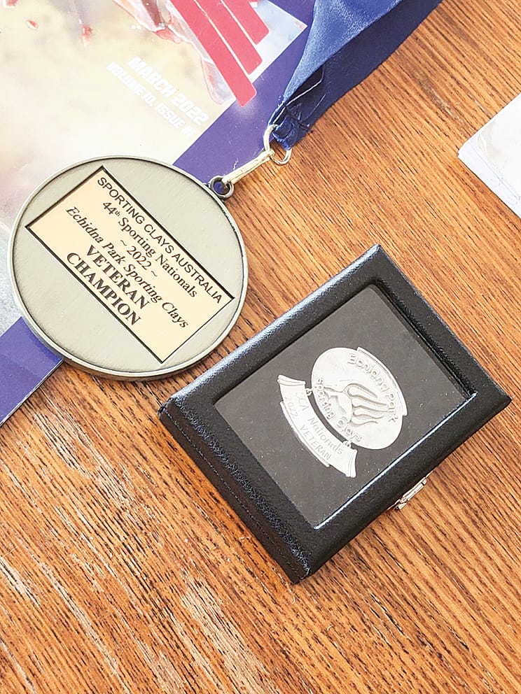 Robert’s Veteran Champions Medals from Echidna Park Sporting Clays in Septembers Nationals event.