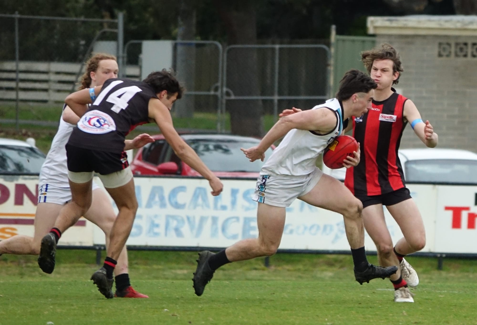 Hunter Tiziani breaks away in the centre leading to one of the Wonthaggi Power Thirds' only two goals for the day.