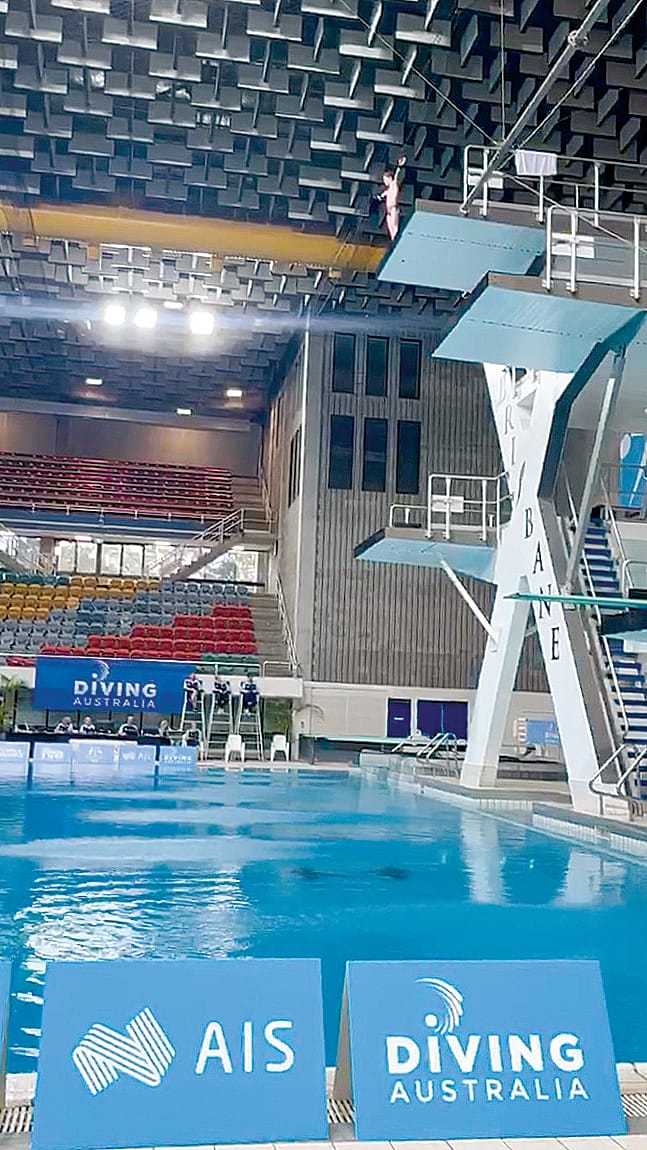 Diving from the 10m platform at the World Junior Diving Championship selection trials in Queensland.