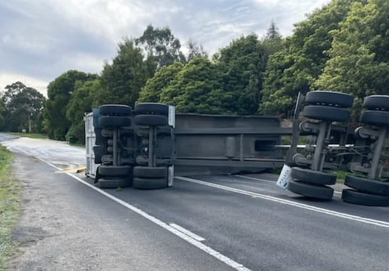 Truck rollover on South Gippsland Highway