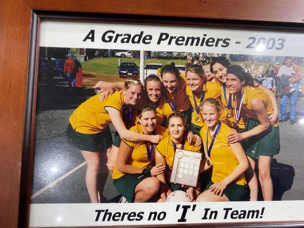 The Leongatha premiership players of the day get together after their incredible victory in the 2003 Grand Final, after three period of extra time.
