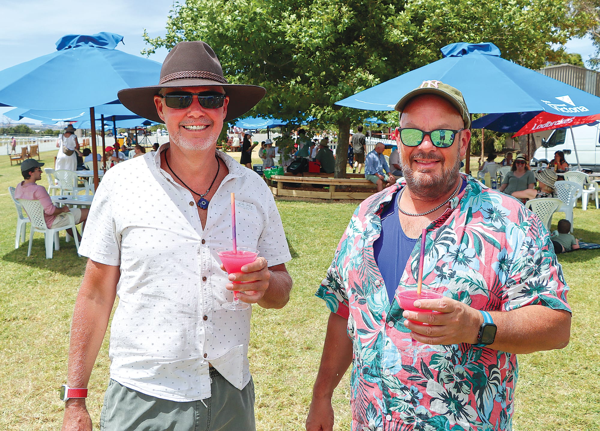 Justin and Mark of Moonee Ponds are ready for cooling watermelon slushies. A73_0125