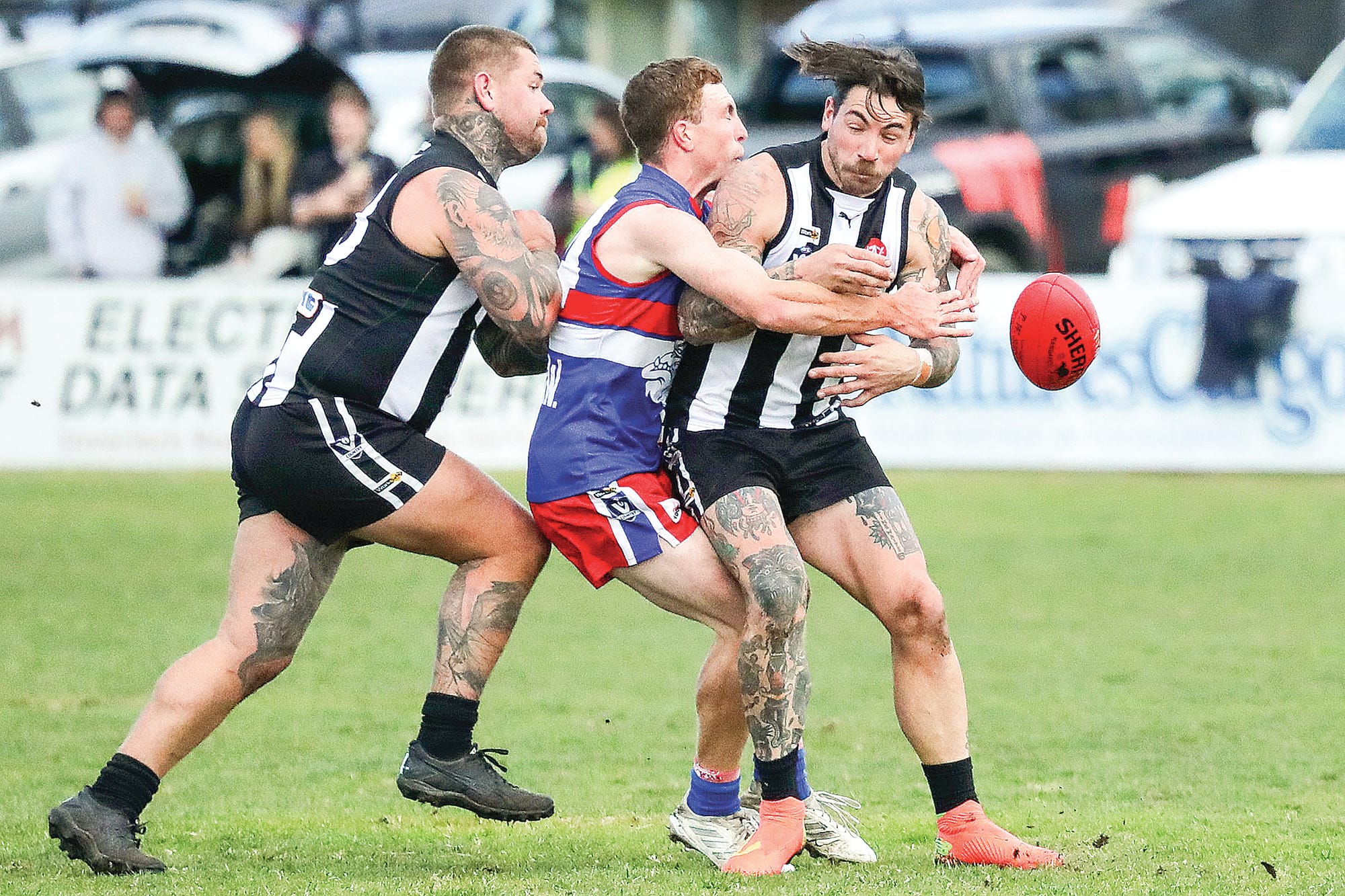 Connor Thompson becomes the sandwich between Dalyston’s Brad Tilley and Kyle Hutchison.