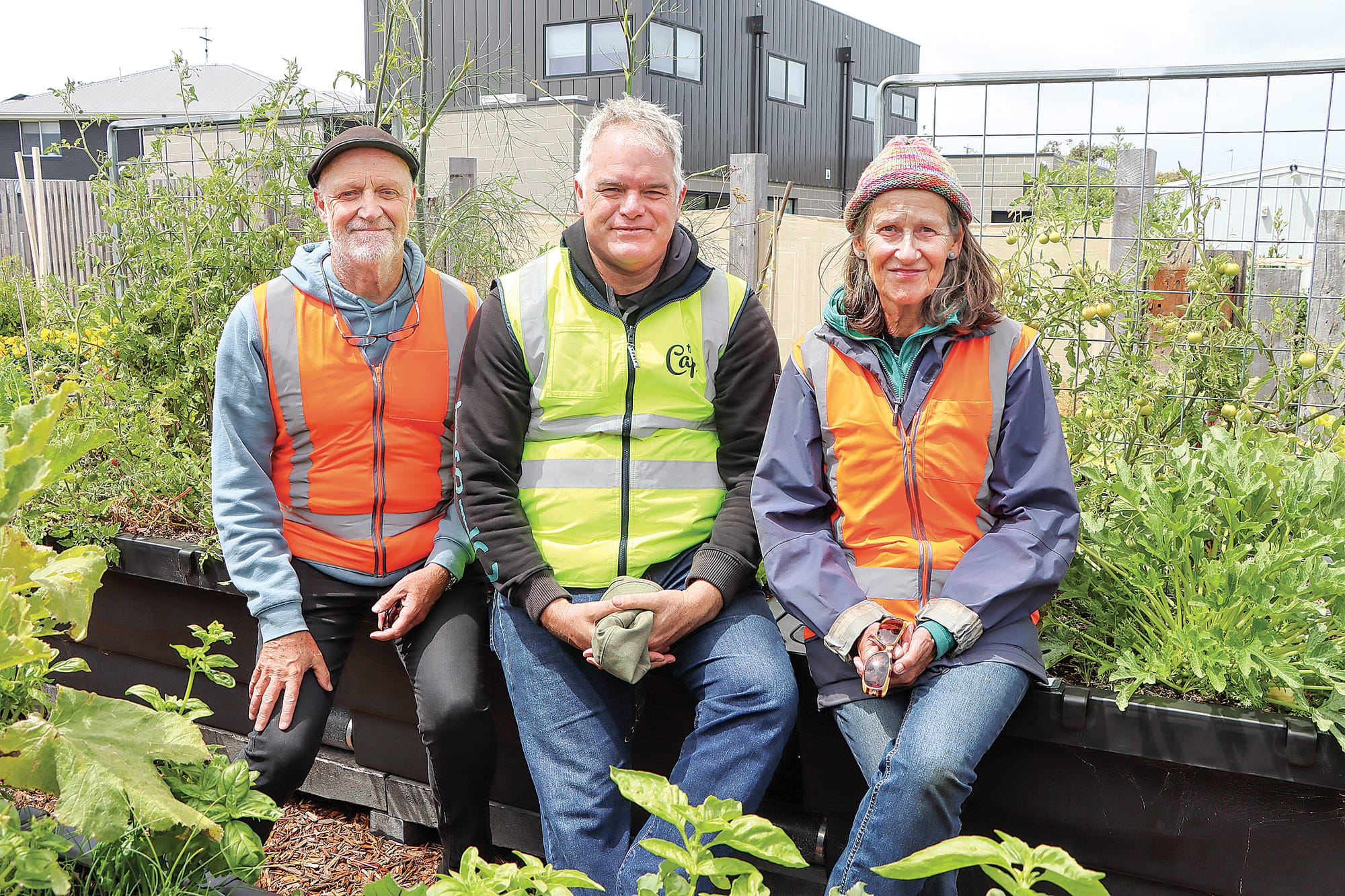 Phil Bourne, Brendan Condon and Kate Lewer at The Cape Community Farm where Kate and Phil volunteer and Brendan is the director. A46_0623