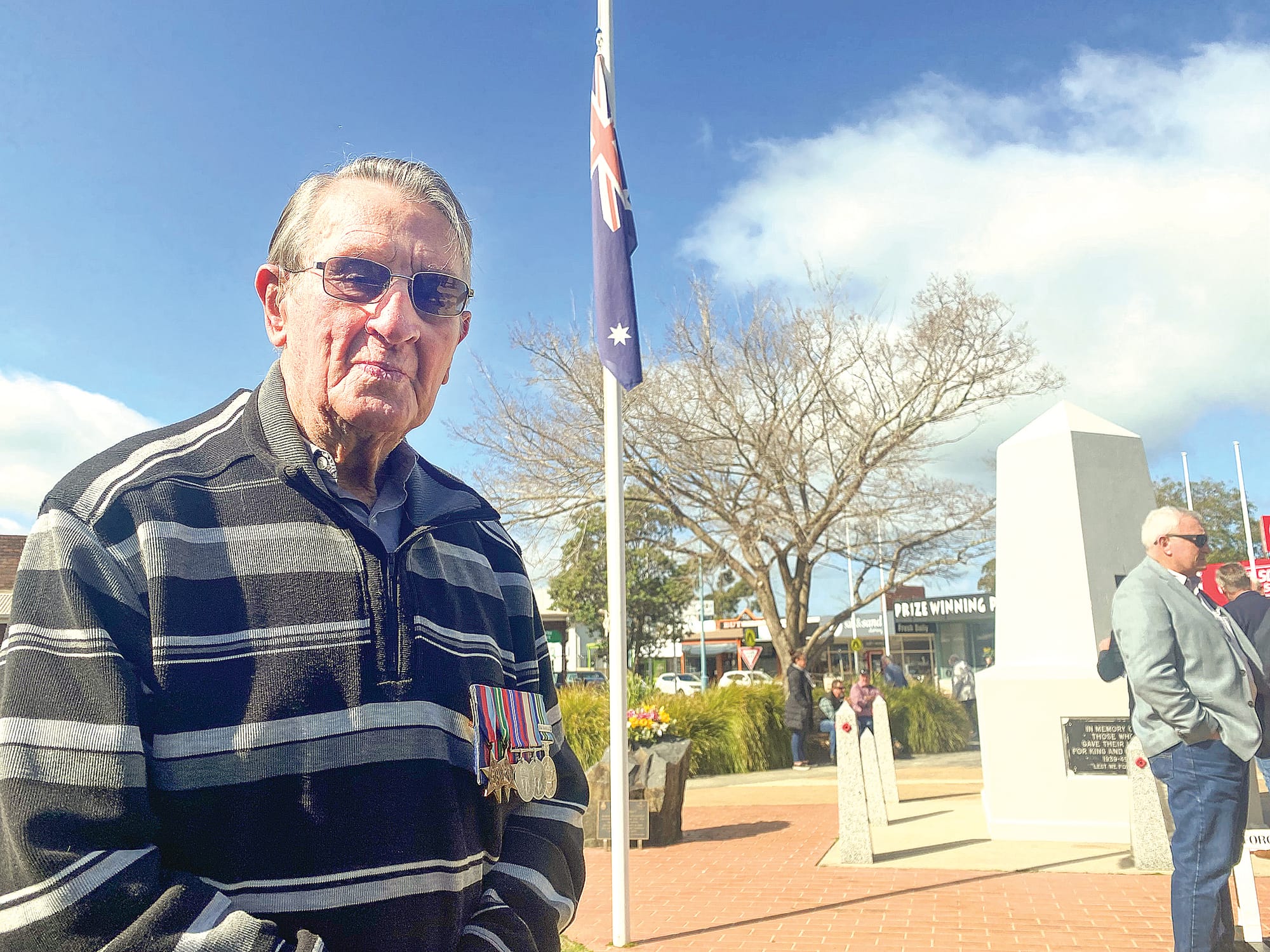 Trevor Scott, who saw service as a 19-year-old providing airfield protection at Piva Airfield, Torokina, Bougainville, attended the Vietnam Veterans Day service as the last surviving WWII veteran at the Inverloch RSL.