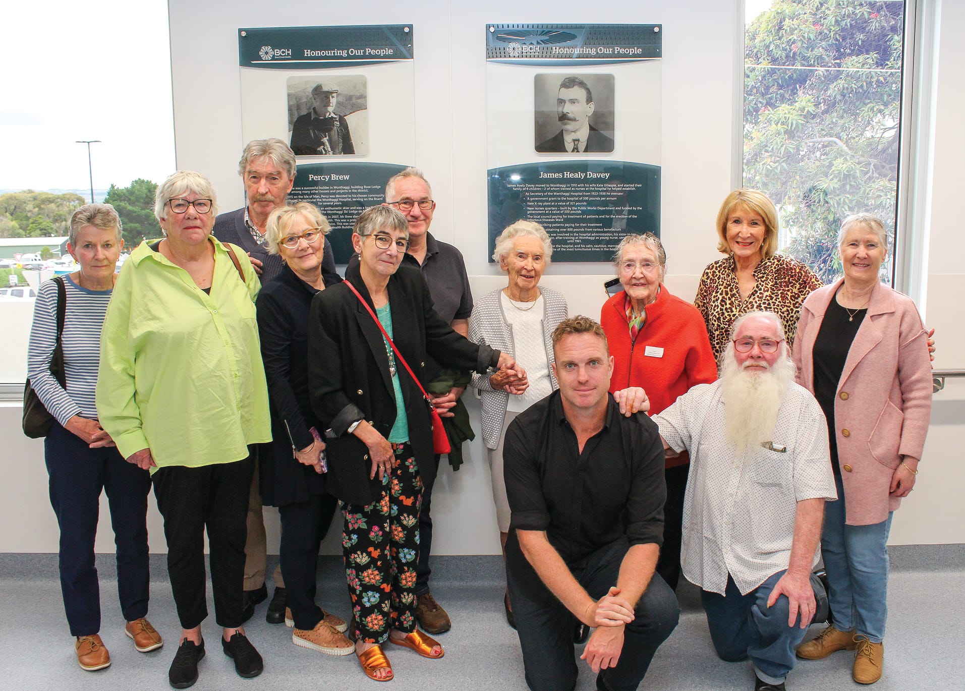The family of James Healy Davey with his honour board. From left, Joan Beaumont, Gail Knight, Martin Davey, Jill Hunter, Elizabeth McDermott, David Bagnara, Marge Bagnara, Nick Davey, Joan O’Neill, Grant O’Neill, Yvonne Wood and Gaye Hogan.