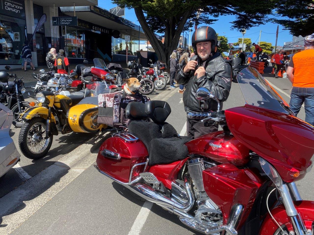 Kevin Finnigan of Chelsea Heights enjoyed the run down to Phillip Island with companion ‘Mia’.