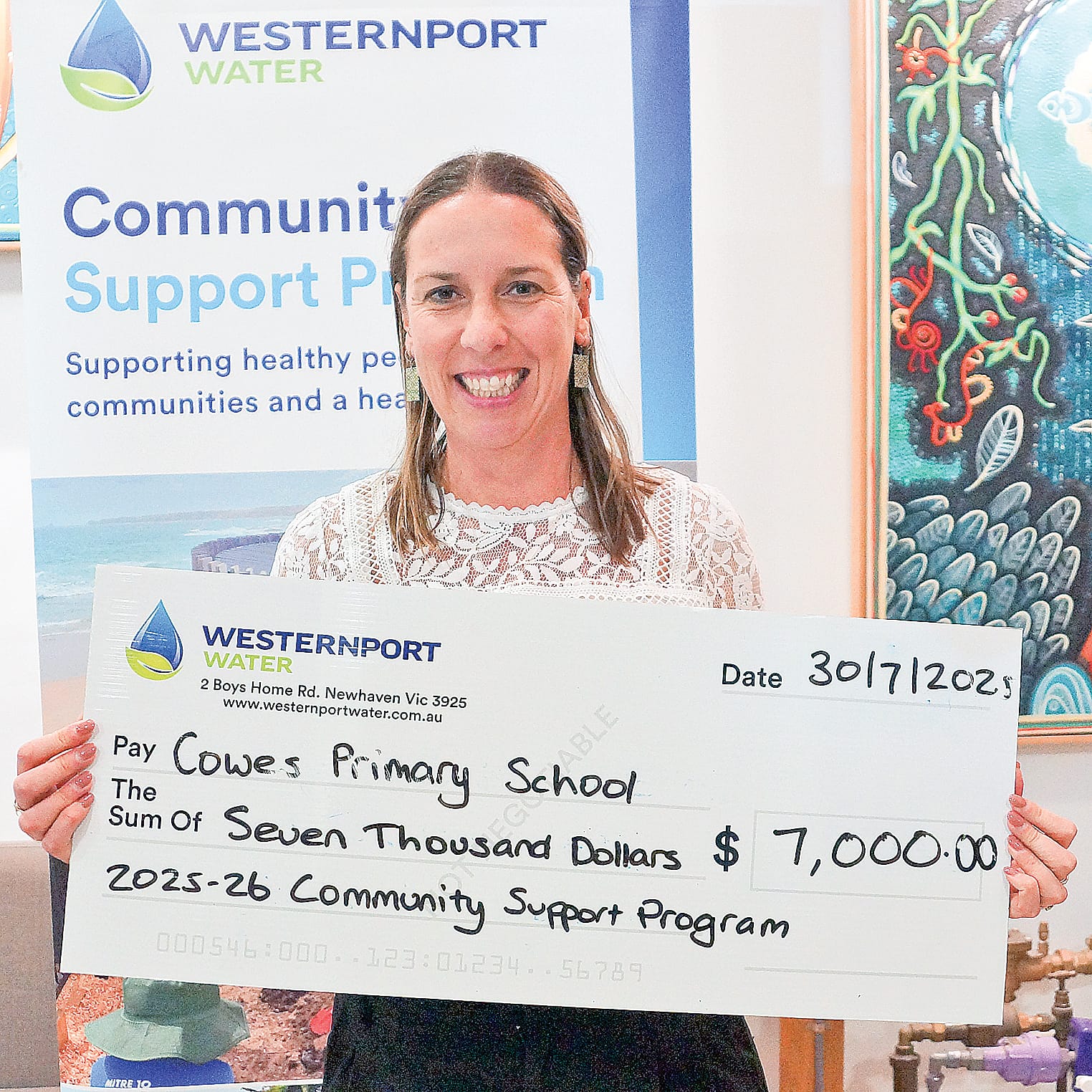 Sarah Tyrrell (Assistant Principal) from Cowes Primary School were recipients of Westernport Water’s water refill stations. 