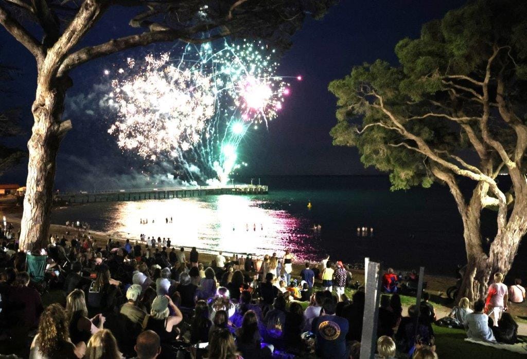 Inverloch's fireworks down at the beach, please