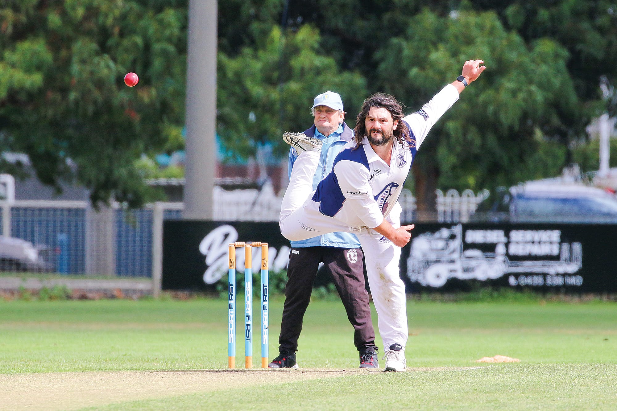 Mitch Young bowling for Korumburra against Nerrena on Saturday. Tk13_0725