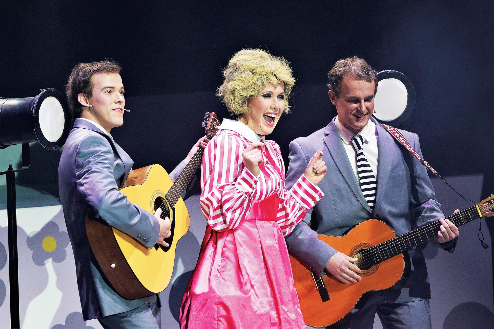 Lucas White, Nina Barry-Macaulay, and Dale Donohue of the Wonthaggi Theatrical Group present Dusty at the Wonthaggi Union Community Arts Centre. Z21_2223