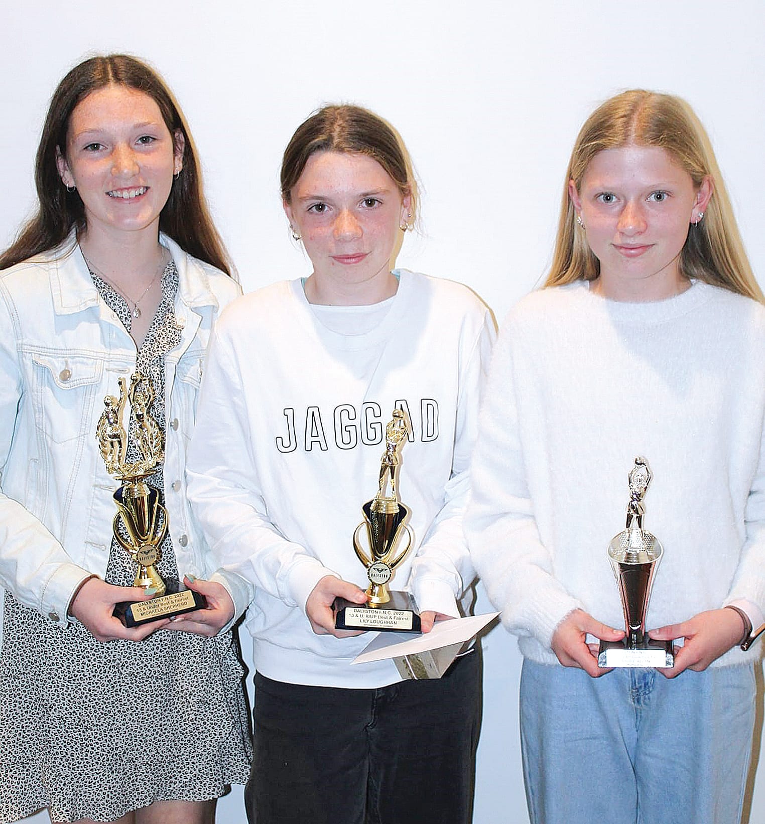 13 and Under: Best and fairest: Michaela Shepherd, runner up B&F Lilly Loughran, Coaches Award Bridie Allan.