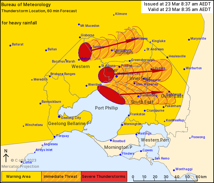 The 'severe storms are expected to pass north of Bass Coast and South Gippsland but those travelling to Melbourne on Thursday morning should take note.